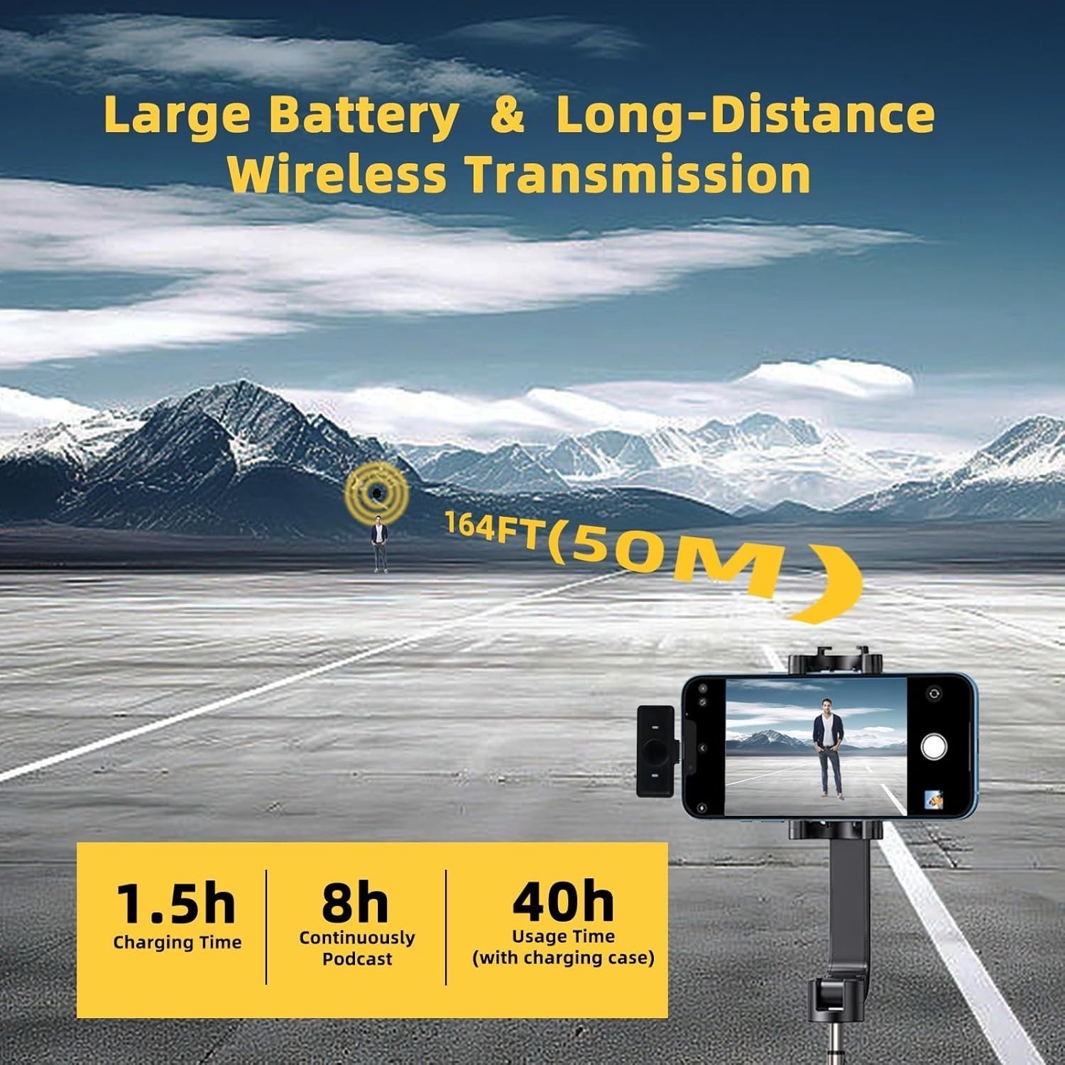 Magnetic Wireless Lavalier Microphone Noise Canceling Audio Video Recording Mic