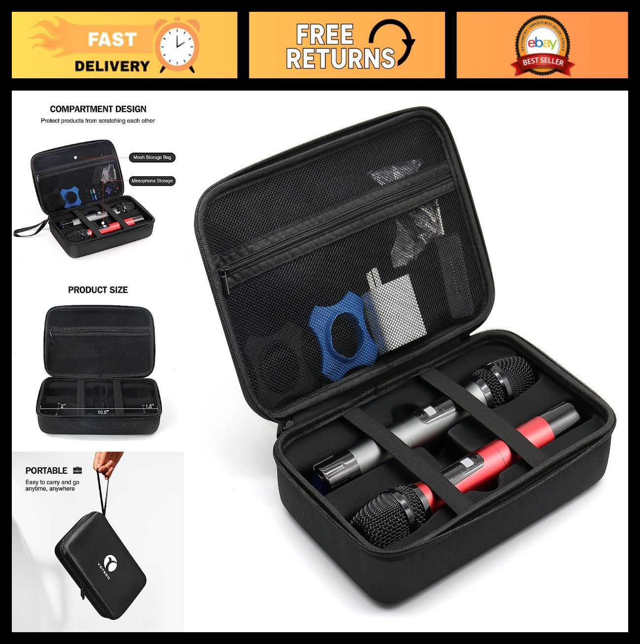 Dual Wireless Microphone Carrying Case – Hard EVA Storage Box for Mics