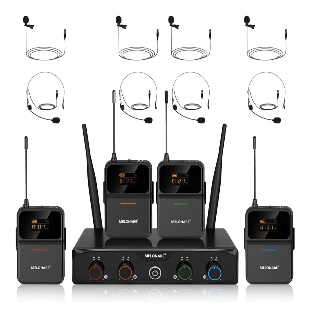 MELONARE 4-Channel Wireless Microphone System – MWM-41-4B – 4 Bodypack