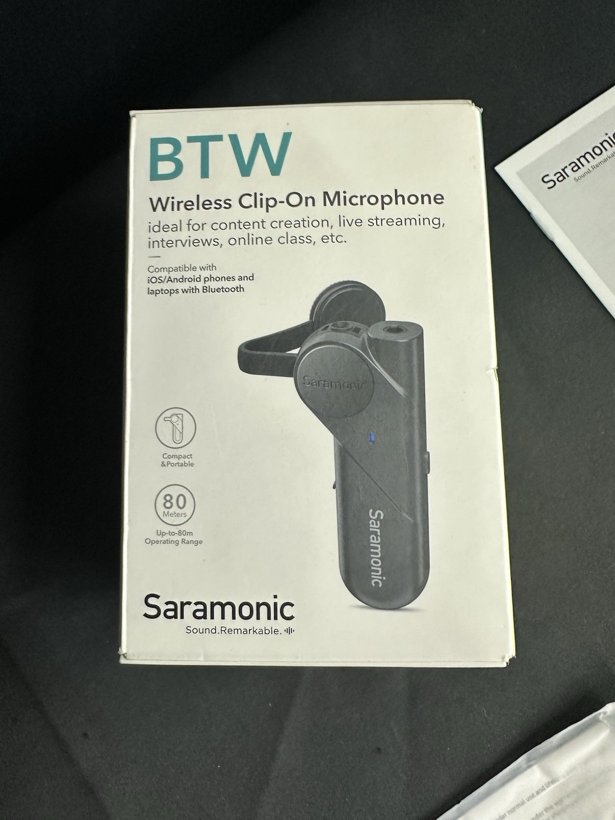 Saramonic BTW Wireless Bluetooth Clip-On Microphone w/ 3.5mm Headphone Out & NR