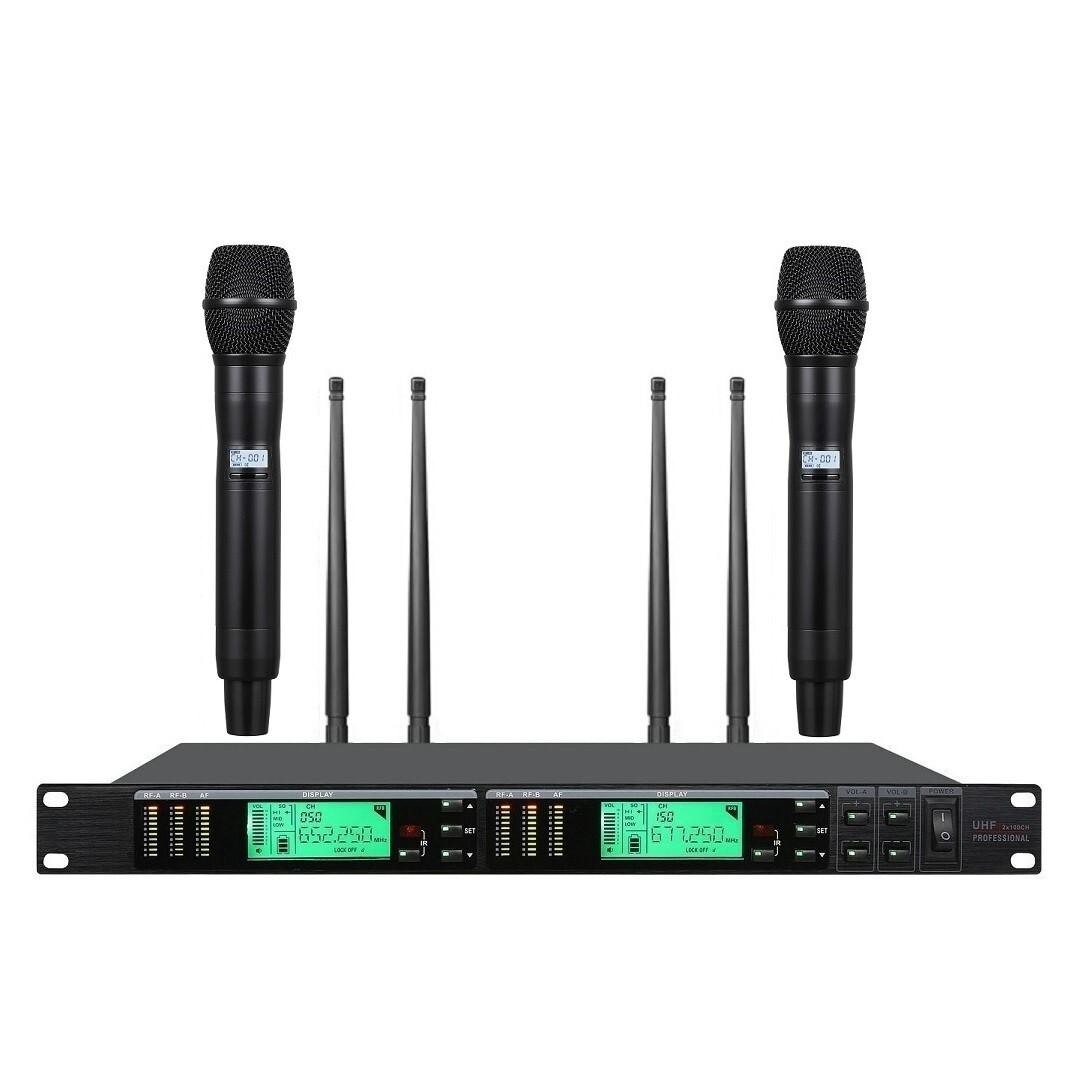 UHF Wireless Microphone True Diversity Stage Microphone Live Performance 2 Mic