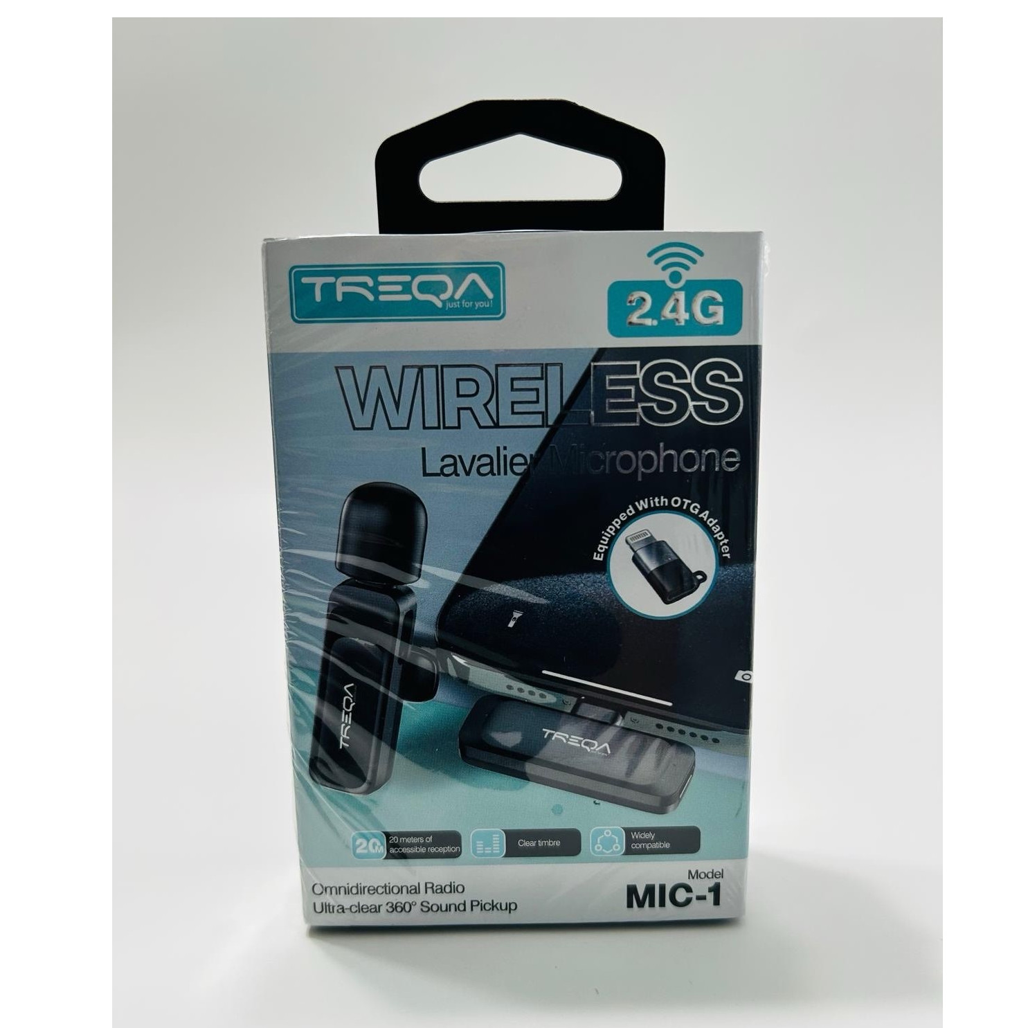 TREQA MIC-1 2.4G Wireless Lavalier Microphone Noise Reduction Black