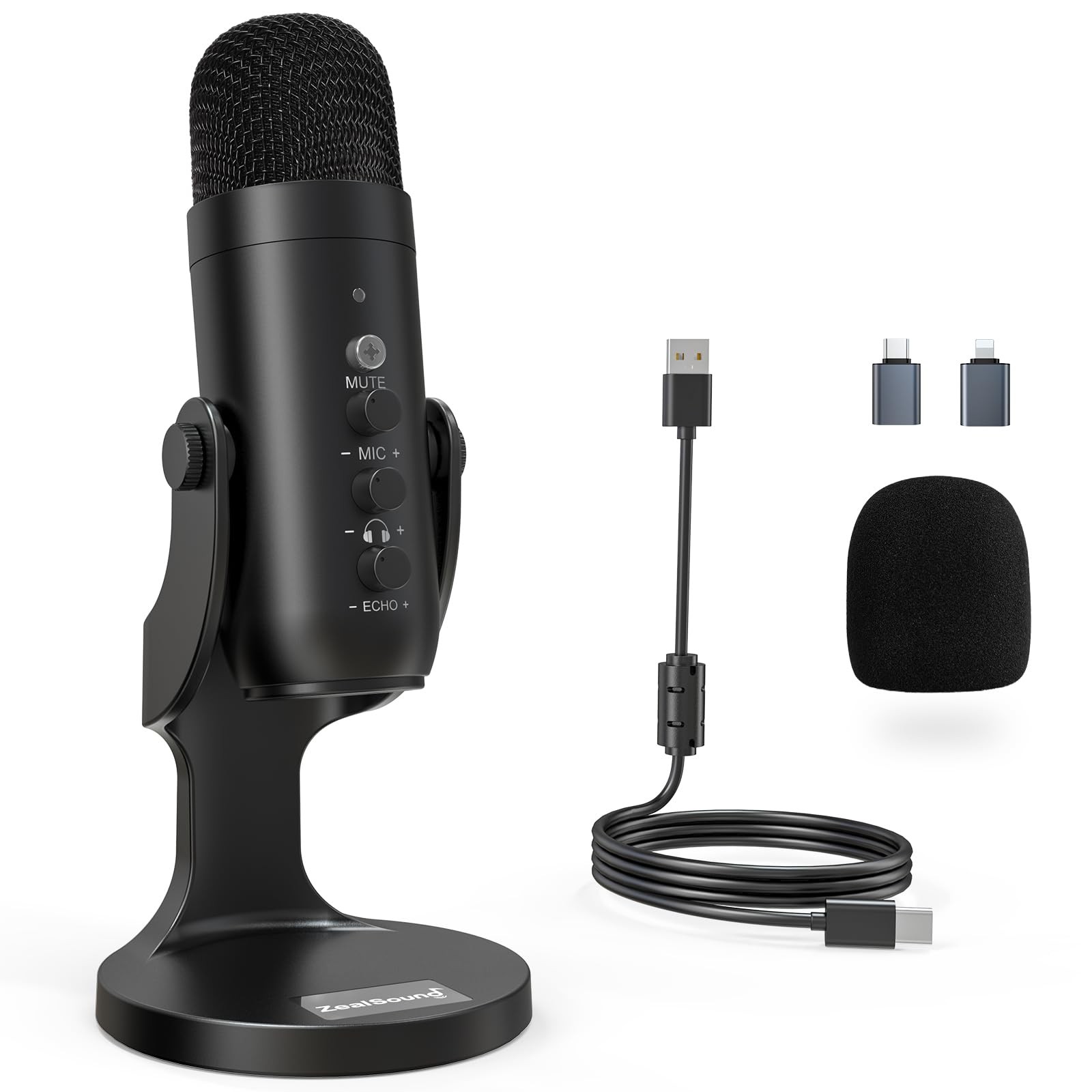 ZealSound Podcast Microphone for PC, Noise Cancellation USB Mic with Gain, Vo…