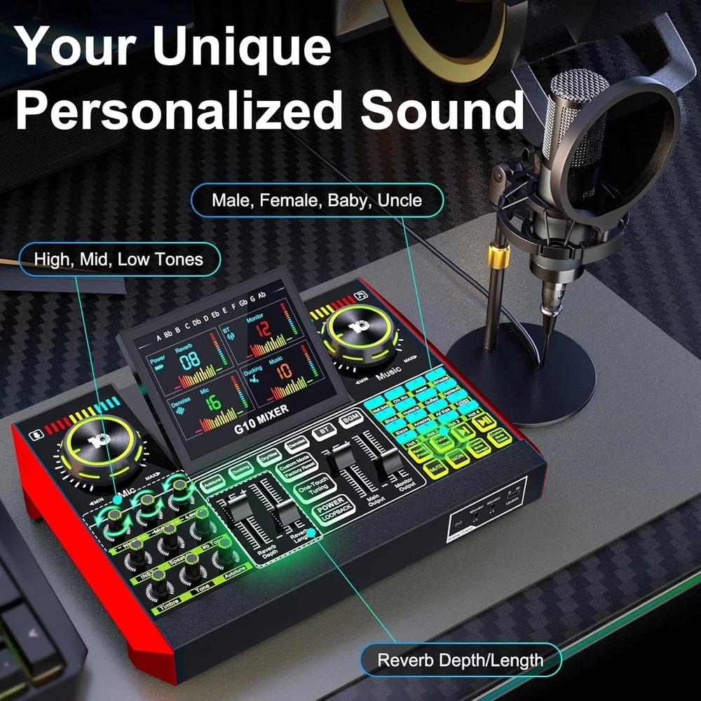 Podcast Microphone Bundle with Live Sound Board Audio Mixer,Podcast Equipment..