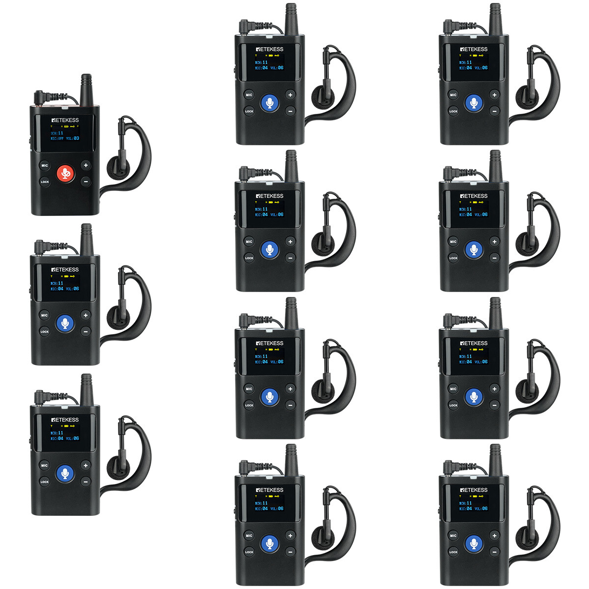 Retekess TT126 Two-Way Tour Guide System Microphone Transmitter 10 Receivers US
