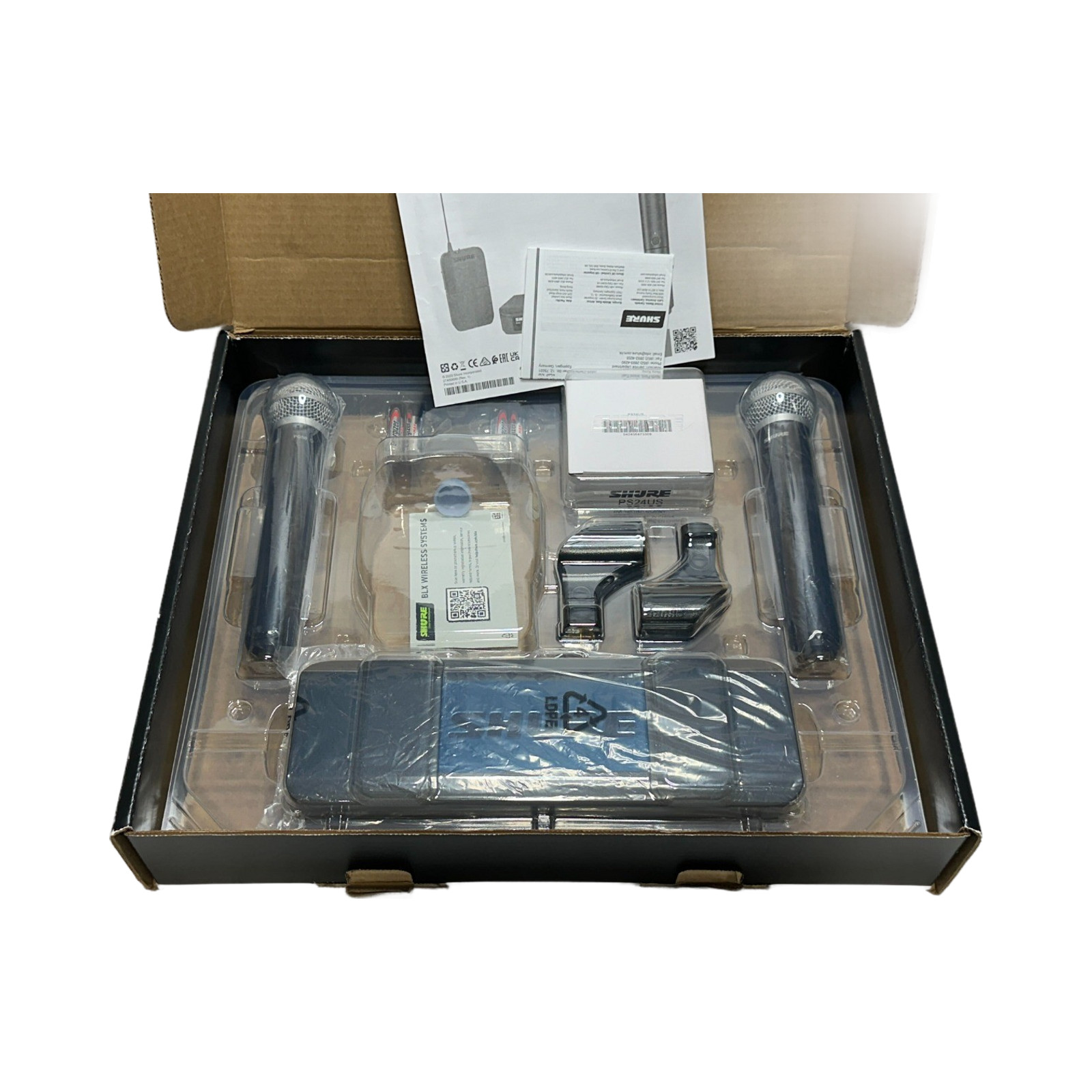 Shure BLX288/PG58 Dual Channel Wireless Handheld Microphone System J11 Band OEM