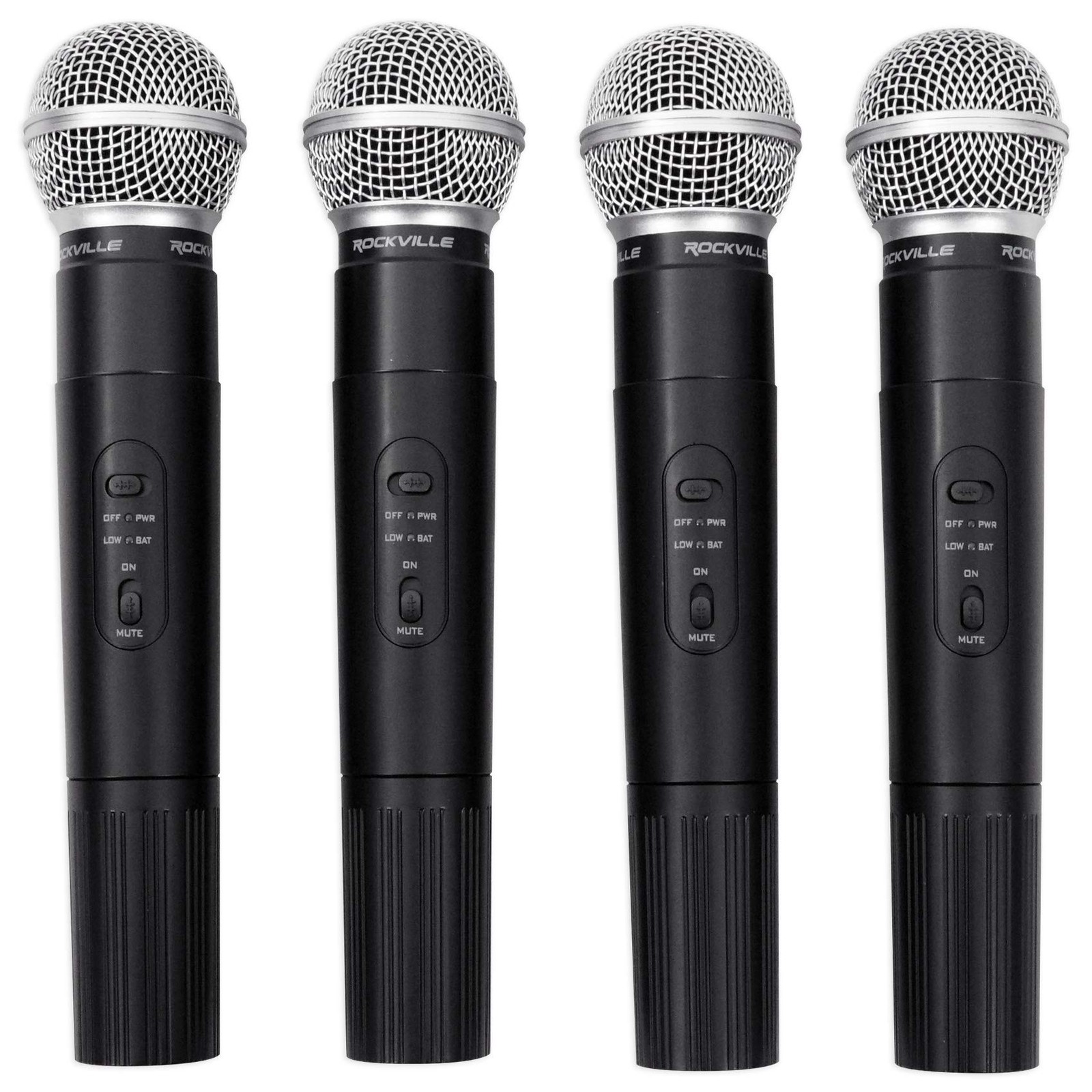 Rockville RWM4200VH VHF Wireless Quad Handheld Microphone System 4 Mics,