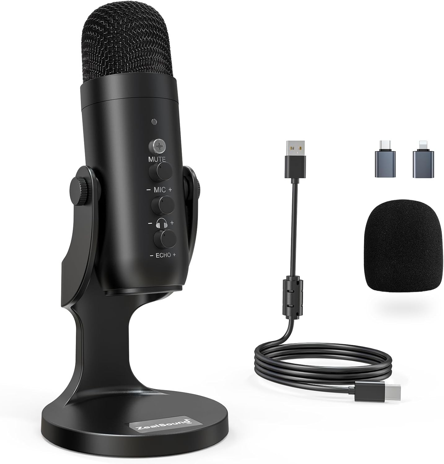 Professional USB Microphone for Streaming & Podcasting – Gain & Echo Adjustment