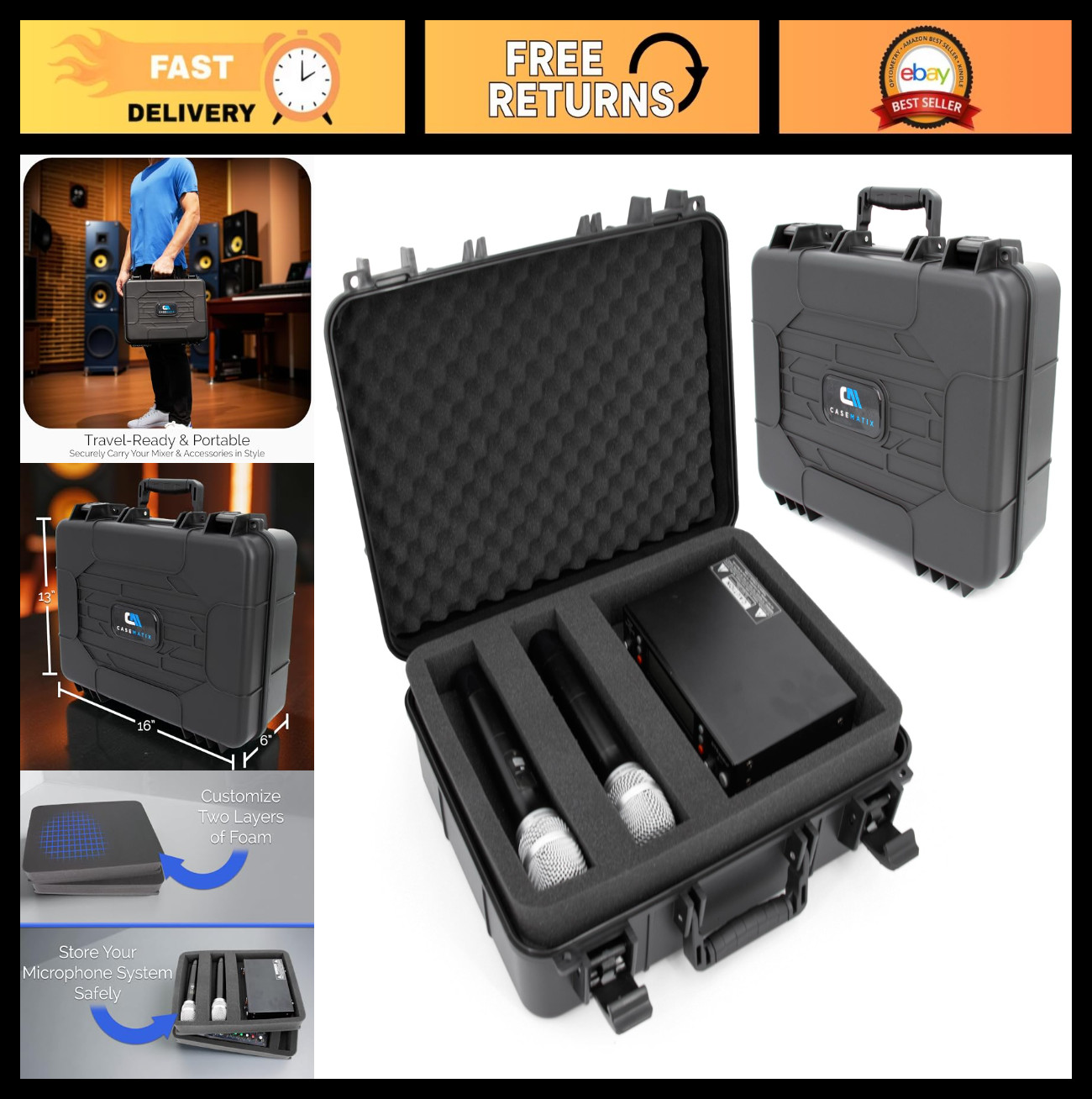 Hard Shell Microphone Case for Wireless Mic Systems – Custom Foam Travel Storage