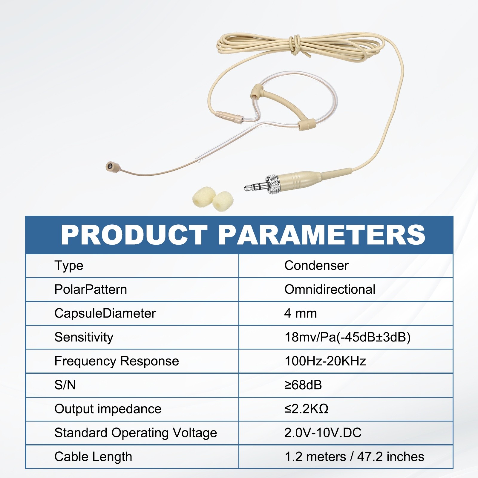 Ear Hook Microphone, Single Ear Headset with 3.5mm Female Screw Plug, Black