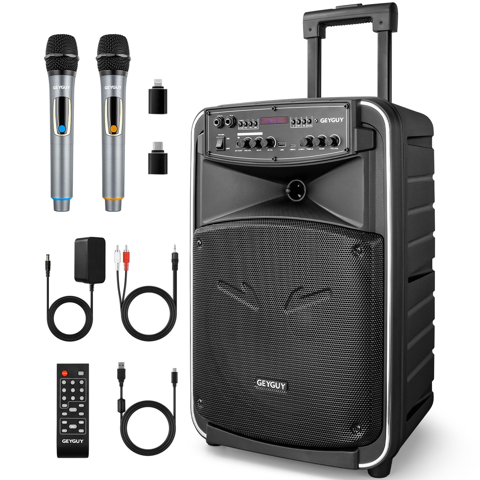 GTSK12-2 Portable Bluetooth PA Speaker System, Wireless Karaoke Black