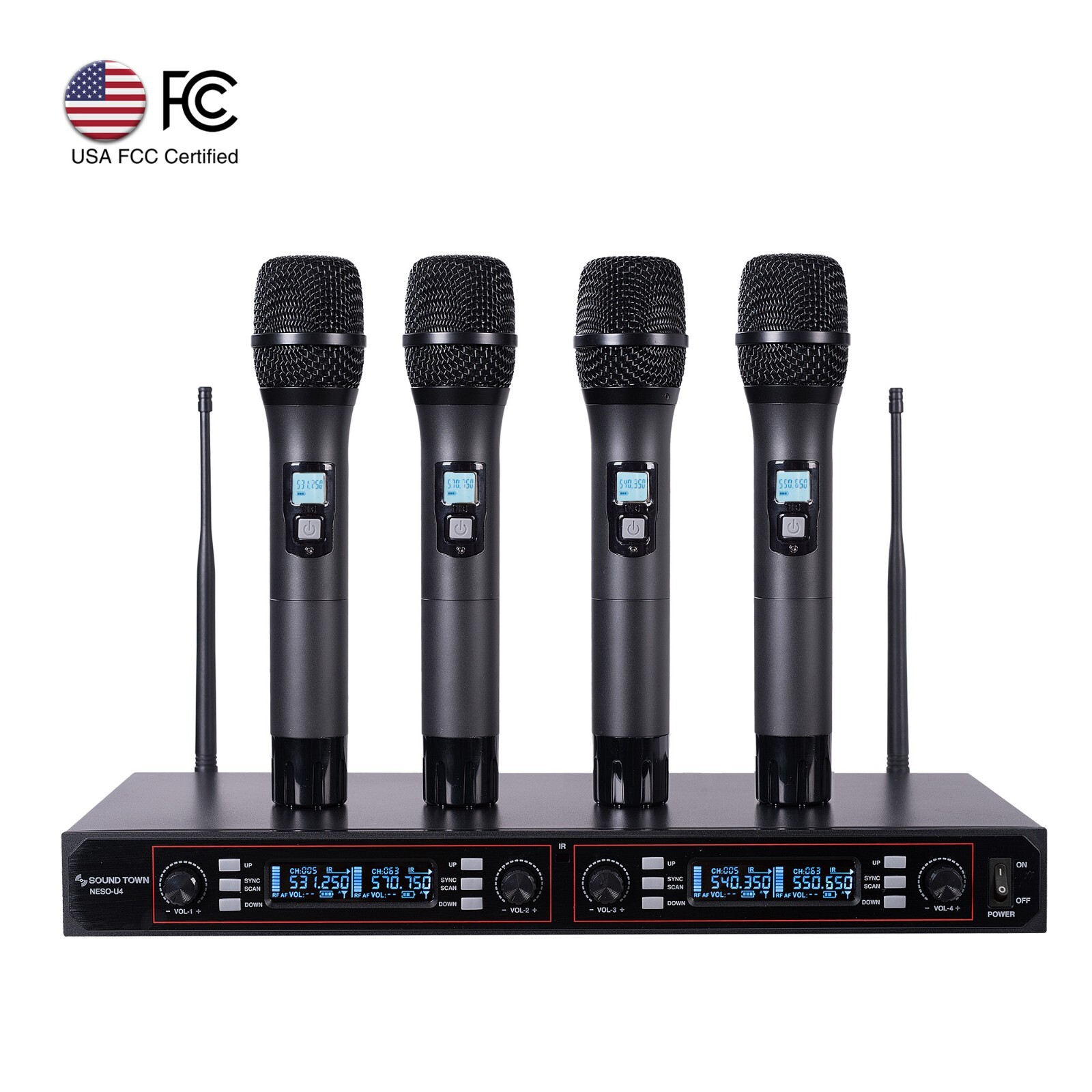 Sound Town 200-Channel Metal Mountable UHF Wireless Microphone LED(NESO-U4HH)
