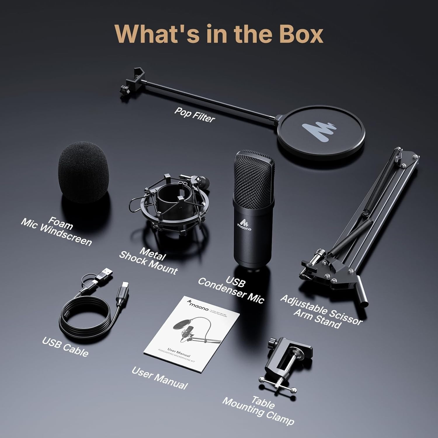 USB Condenser Microphone Set – Ideal for Gaming, Streaming, & Recording