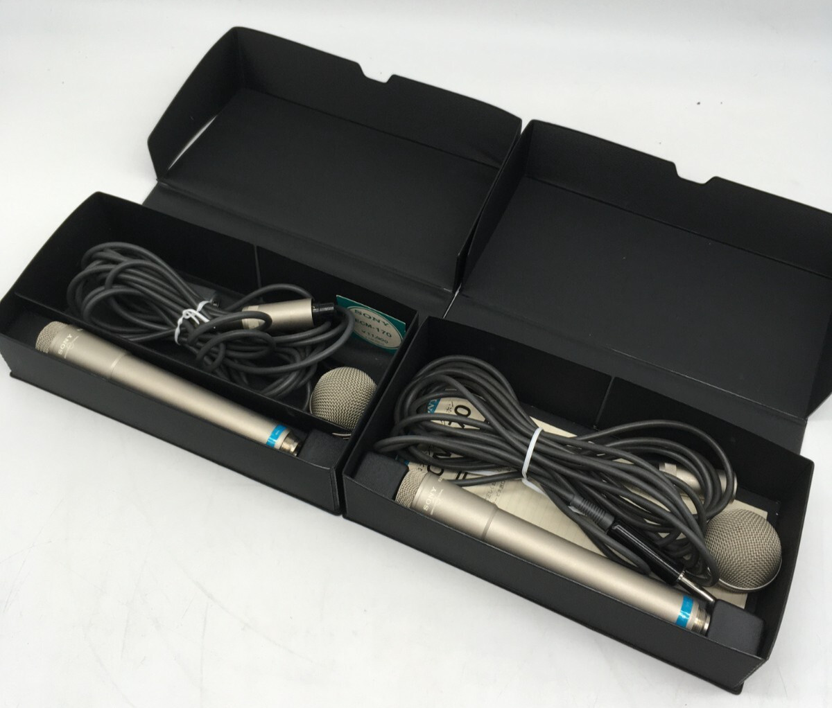 Sony ECM-170 Electret Condenser Microphones Pair Tested w/ Boxes & Manuals