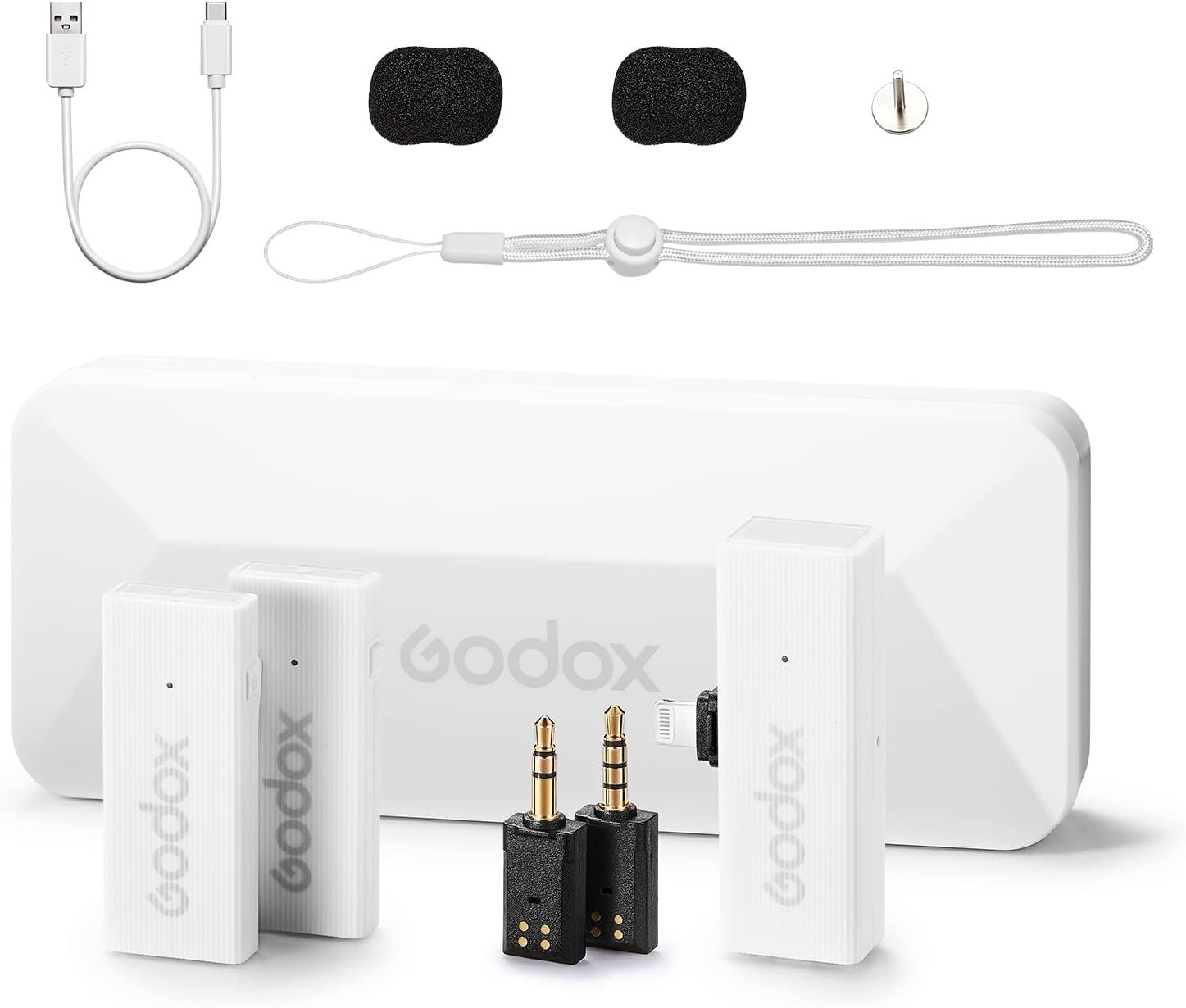 GODOX Wireless 2.4G Mini Mic Lavalier Microphone 2TX+1RX +Charging Case *4365A1G