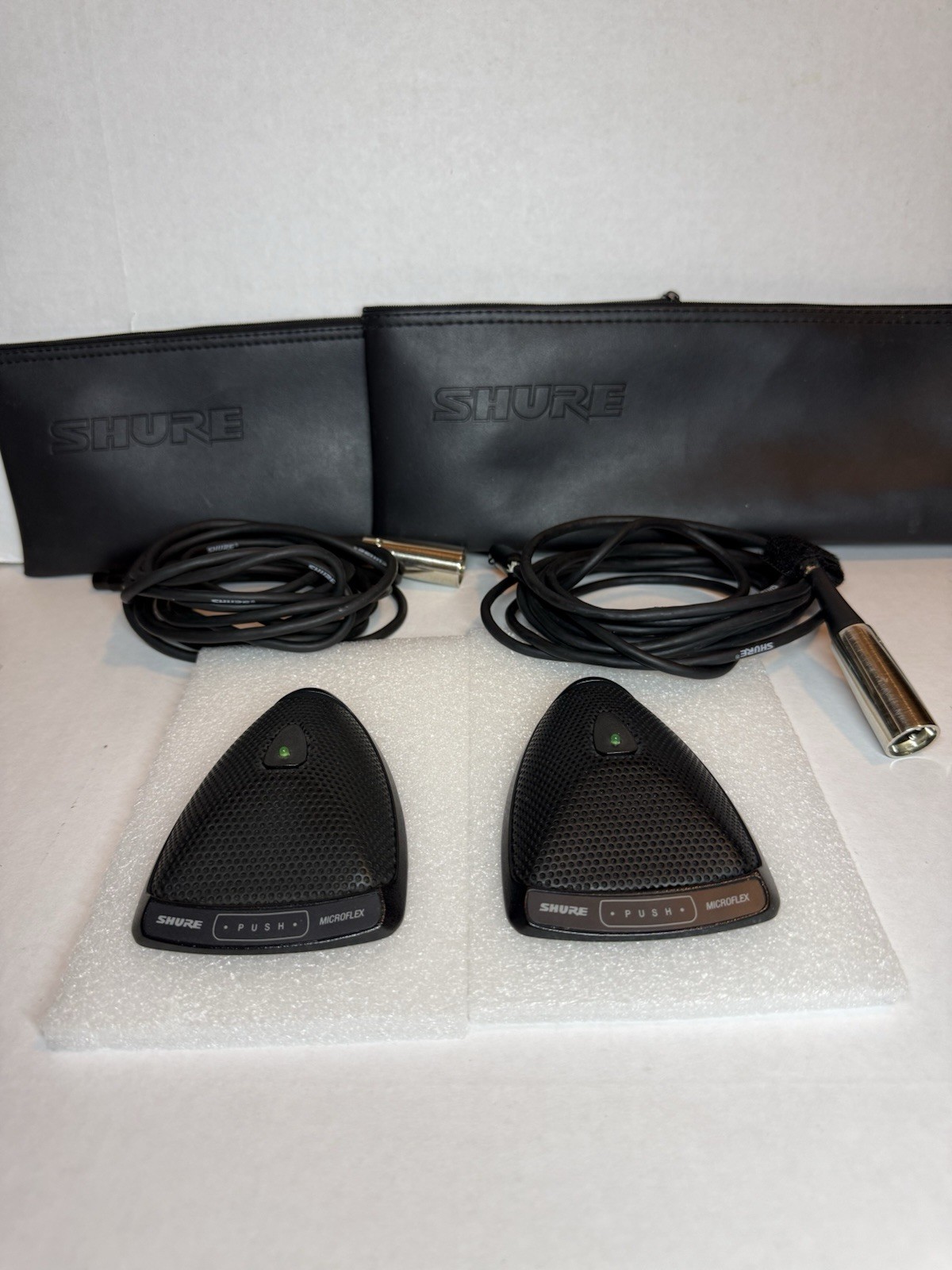 2x Shure Microflex MX393/0 Omnidirectional Condenser Microphones w/ Bags