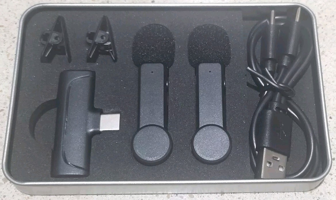 NPTCL 2 Pack Lavalier Microphone USB C Wireless Lav Mic Android iPhone