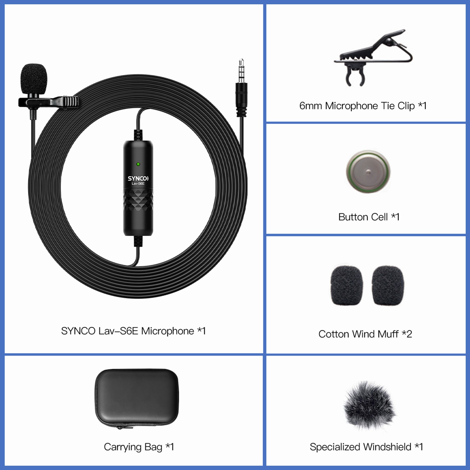SYNCO Lav-S6E Professional Lavalier Microphone Clip-on Omnidirectional DXNS