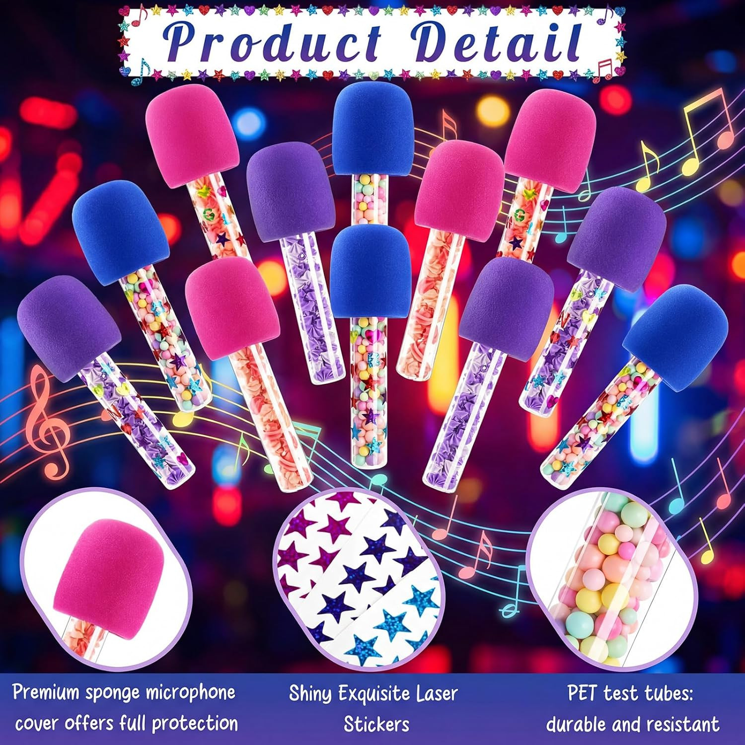 12 Pcs Microphone Candy Tubes Microphone Star Toy Multicolor Plastic Fake Prop w