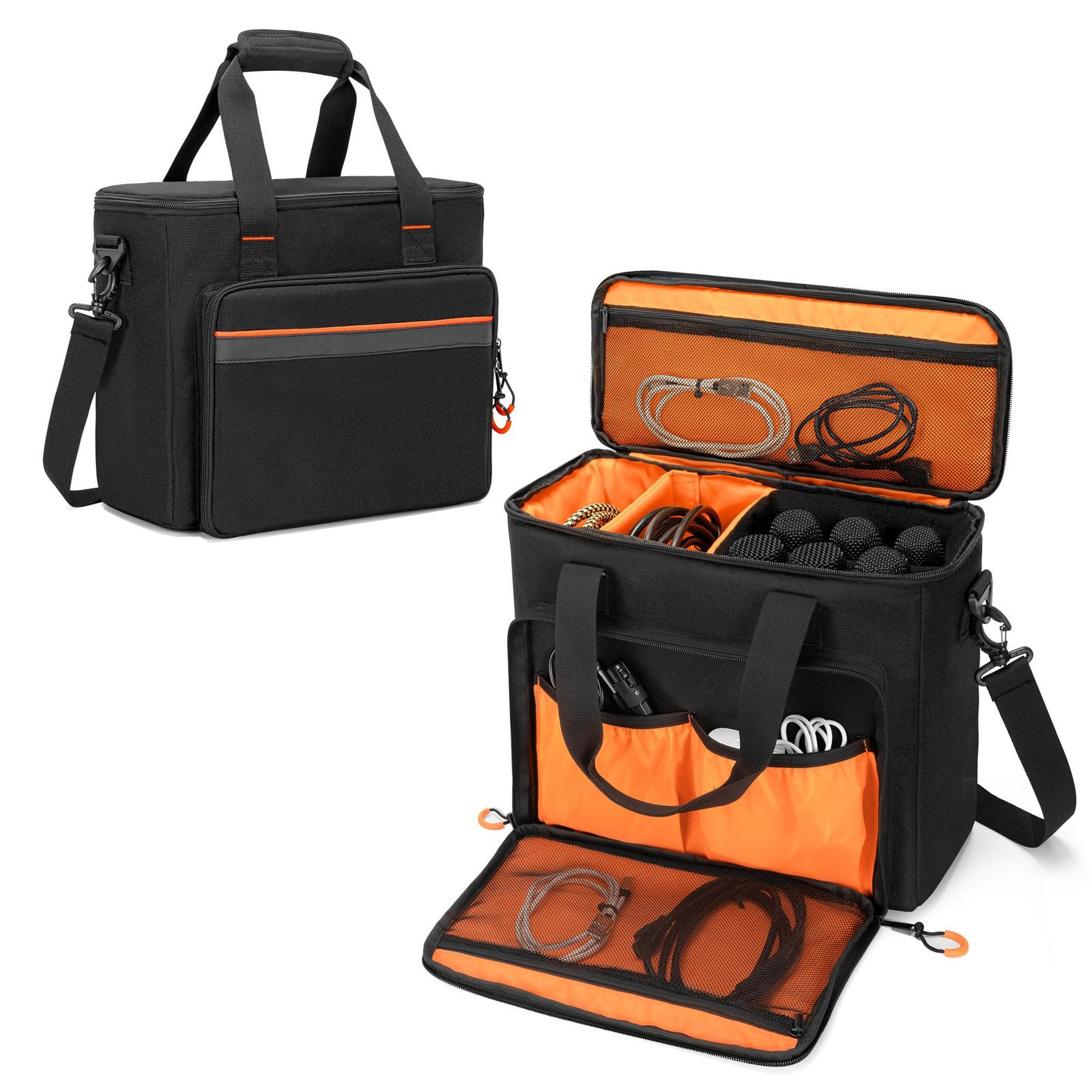Wireless Microphone Carrying Case 6 Slots Thick Padding Patent Design