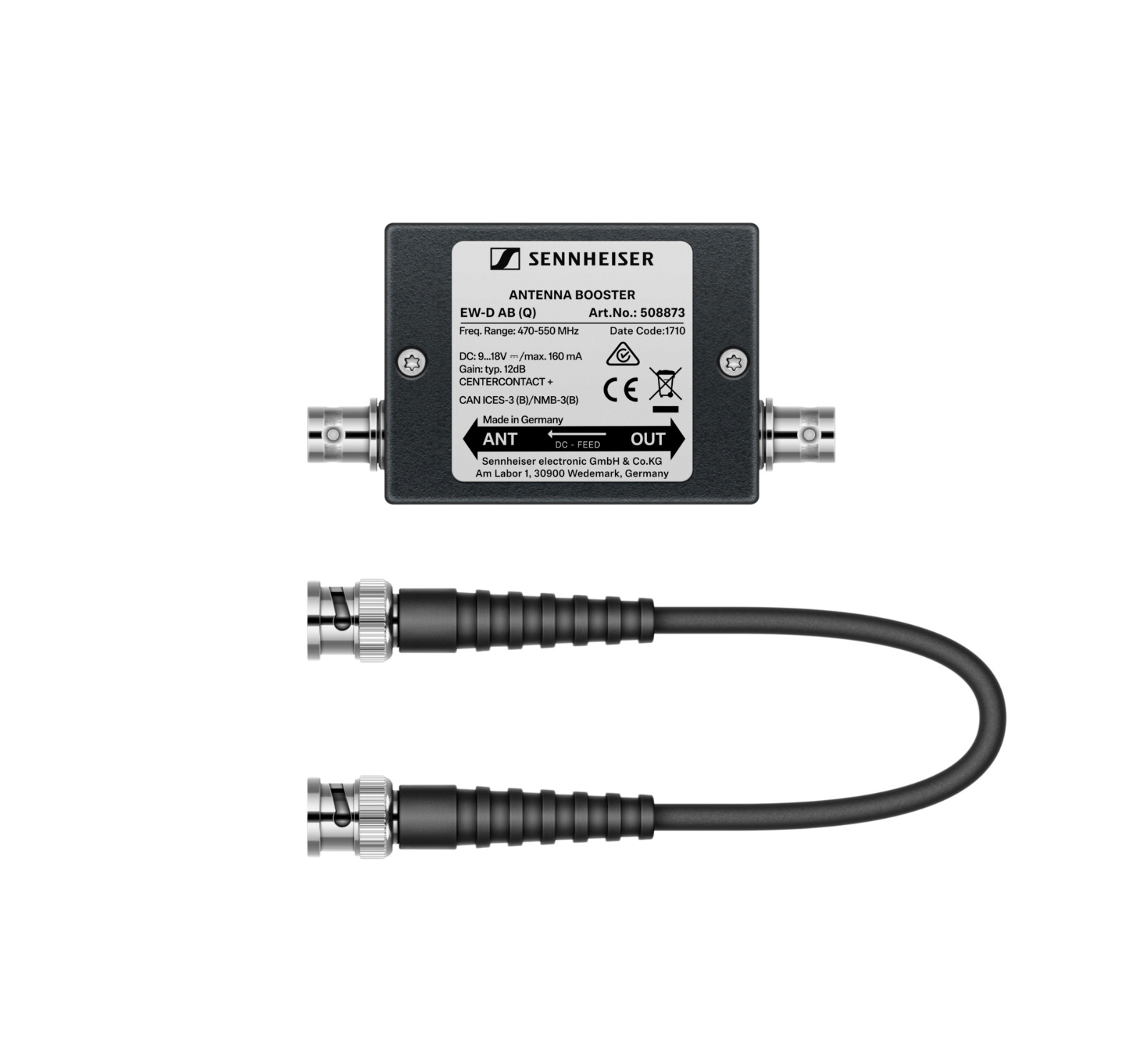 Sennheiser EW-D AB Inline Antenna Booster – Frequency Q: 470 to 550 MHz
