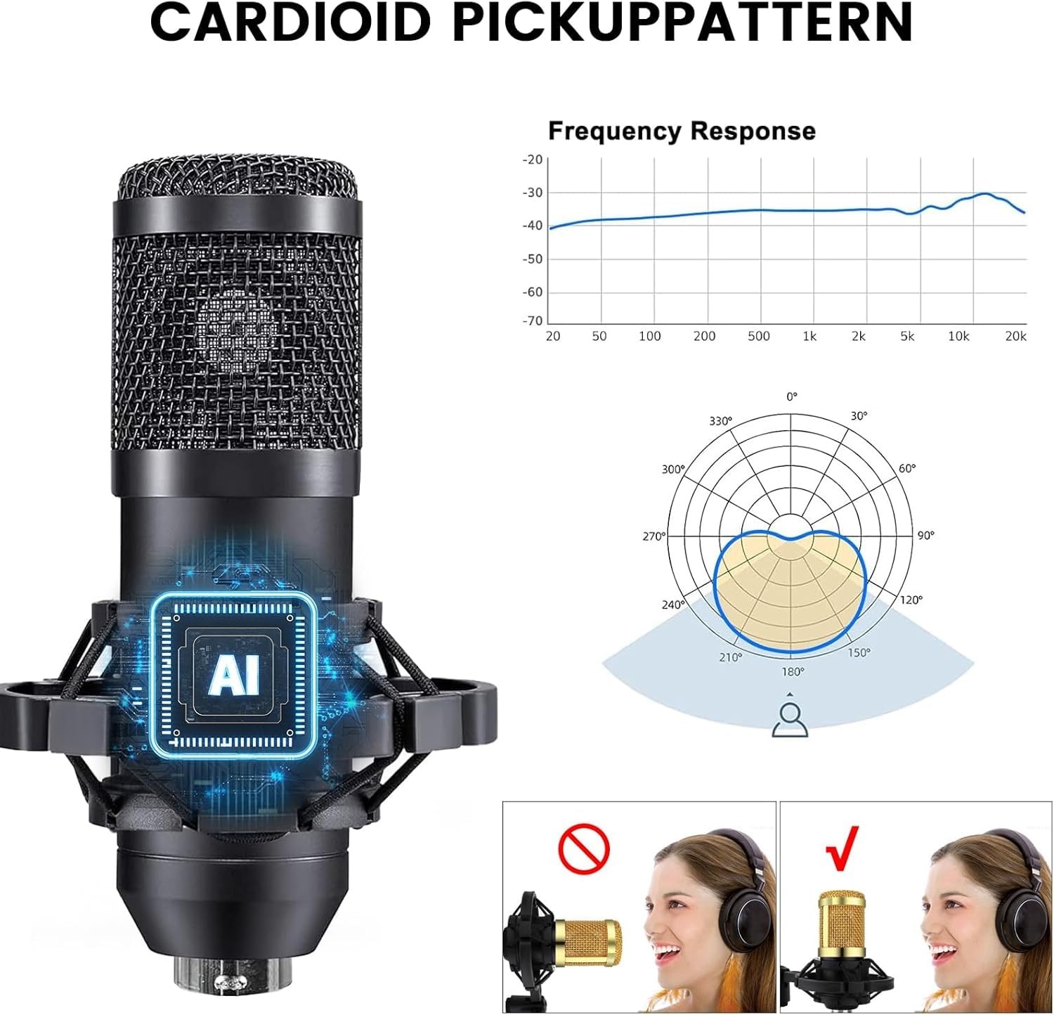 Podcast Equipment Bundle for 2, V8K Audio Interface with Cardioid Designer BM…
