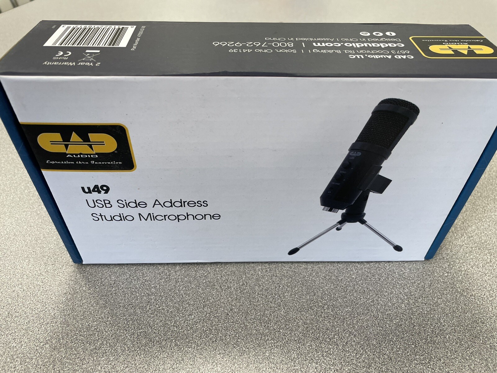 CAD Audio U49 USB Side Address Cardioid Podcast Microphone W/ Headphone Output