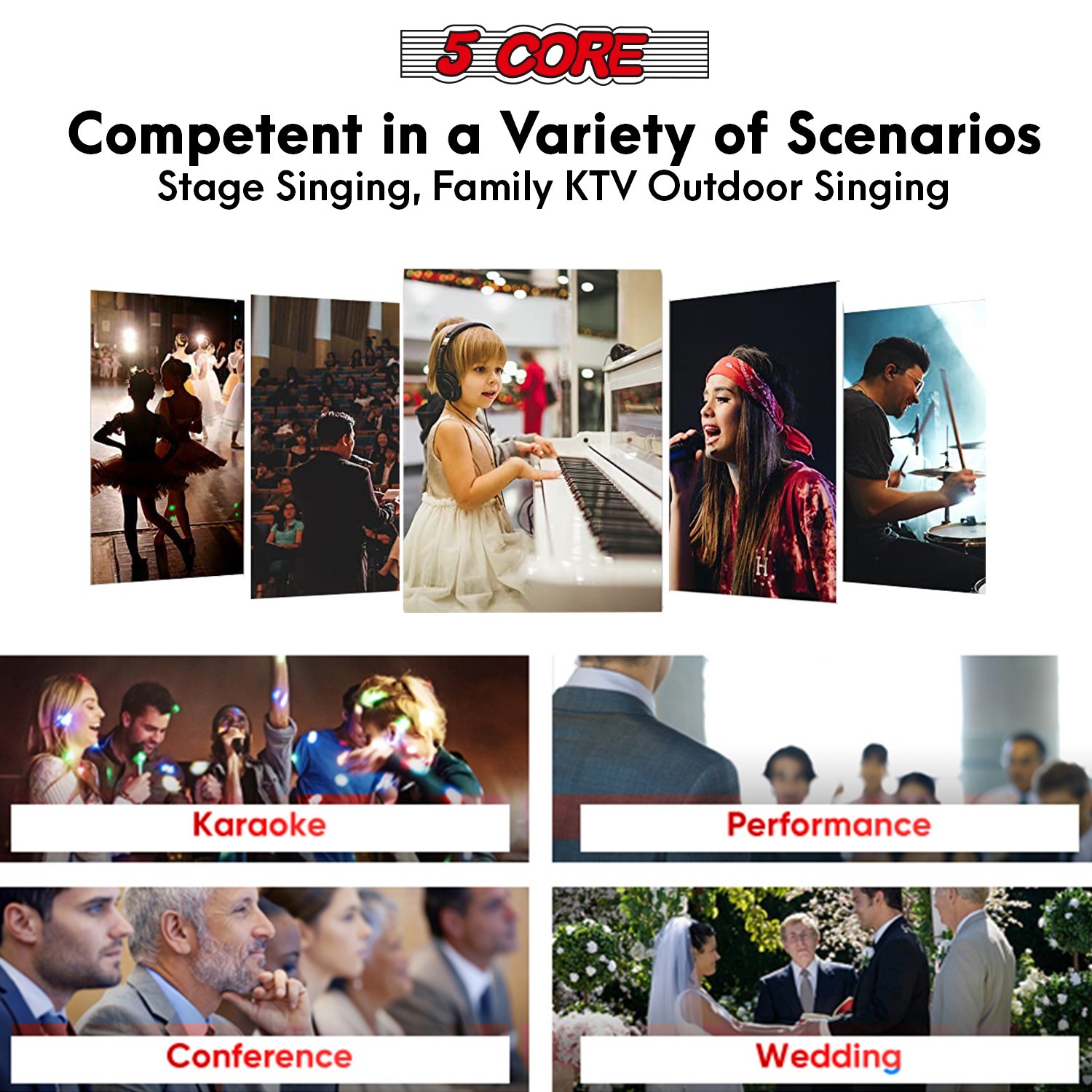5Core Microphone Dynamic Microfono XLR Audio Cardioid Mic Vocal Karaoke Singing
