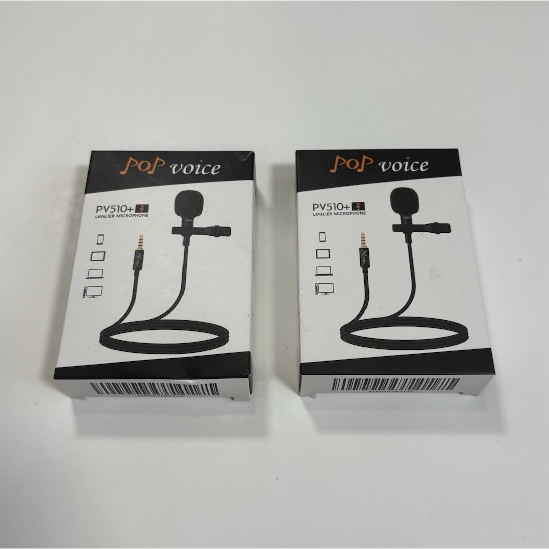 POP VOICE PV510+ Professional Lavalier Microphone 3.5mm TRS Black