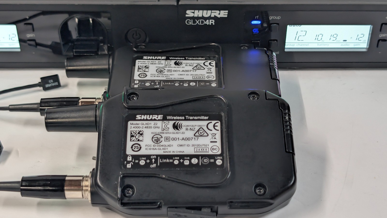 2 -SHURE/2-GLXD4R-Z2/ 2-GLXD1-Z2 / WL93 Lav Mic Bodypack Transmitters& Receivers