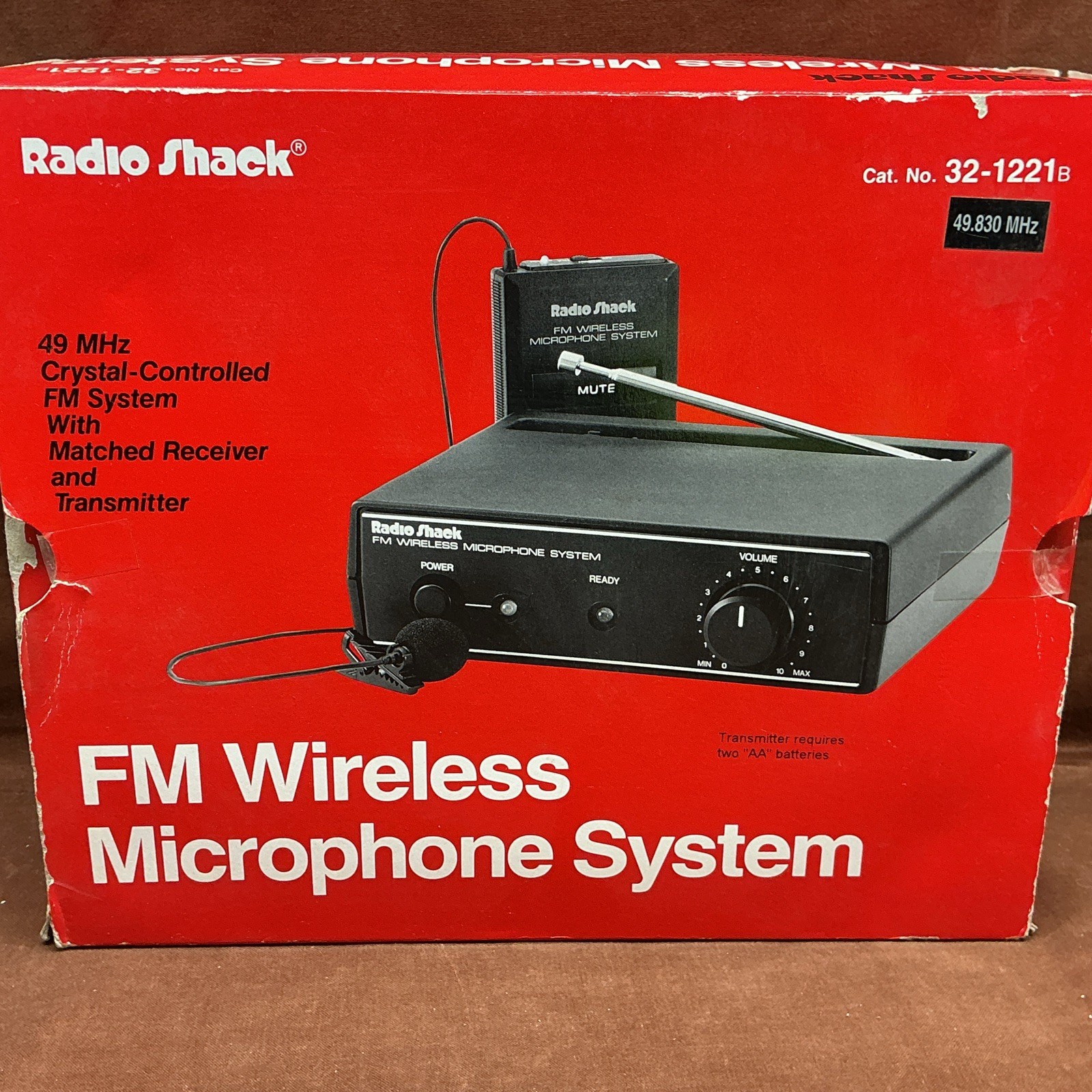 Wireless Microphone Transmitter & Receiver System W/Box Realistic 49-MHz FM CRV