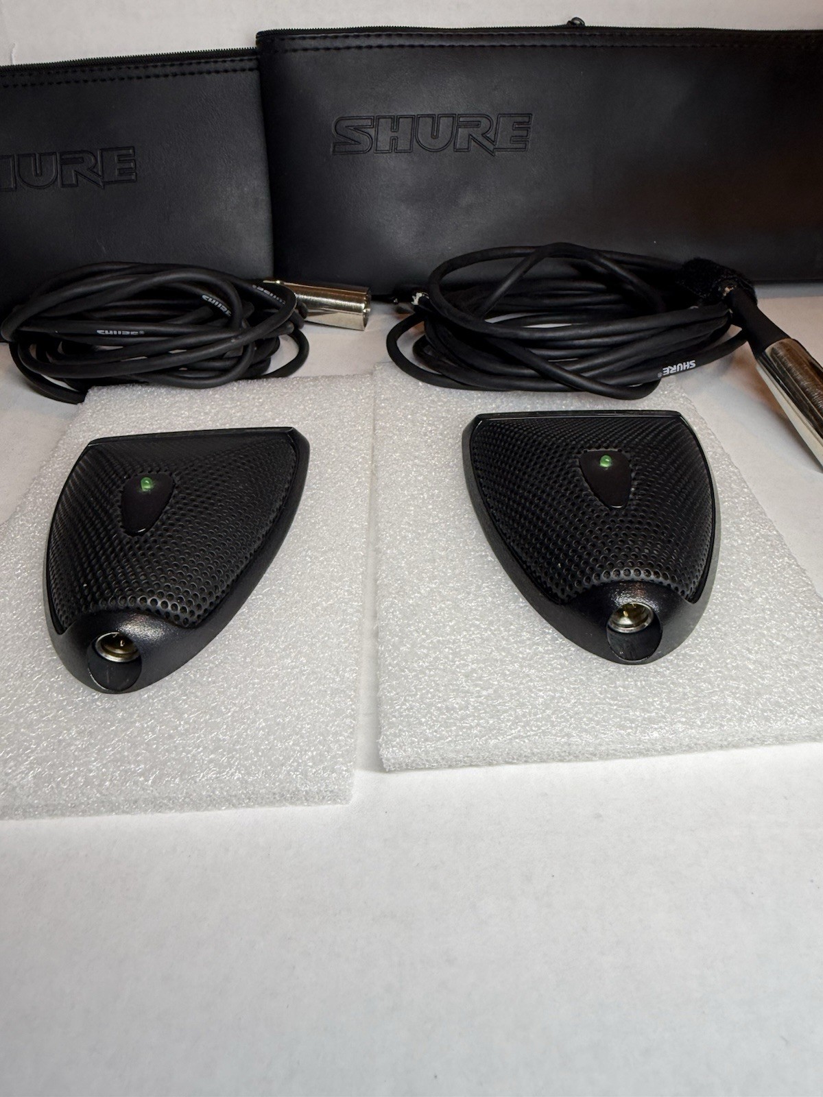 2x Shure Microflex MX393/0 Omnidirectional Condenser Microphones w/ Bags