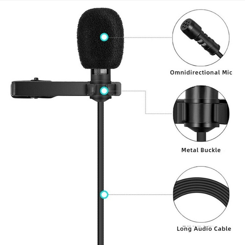 Universal Clip Lavalier Microphone Computer Condenser Mic For Camera Cell Phone