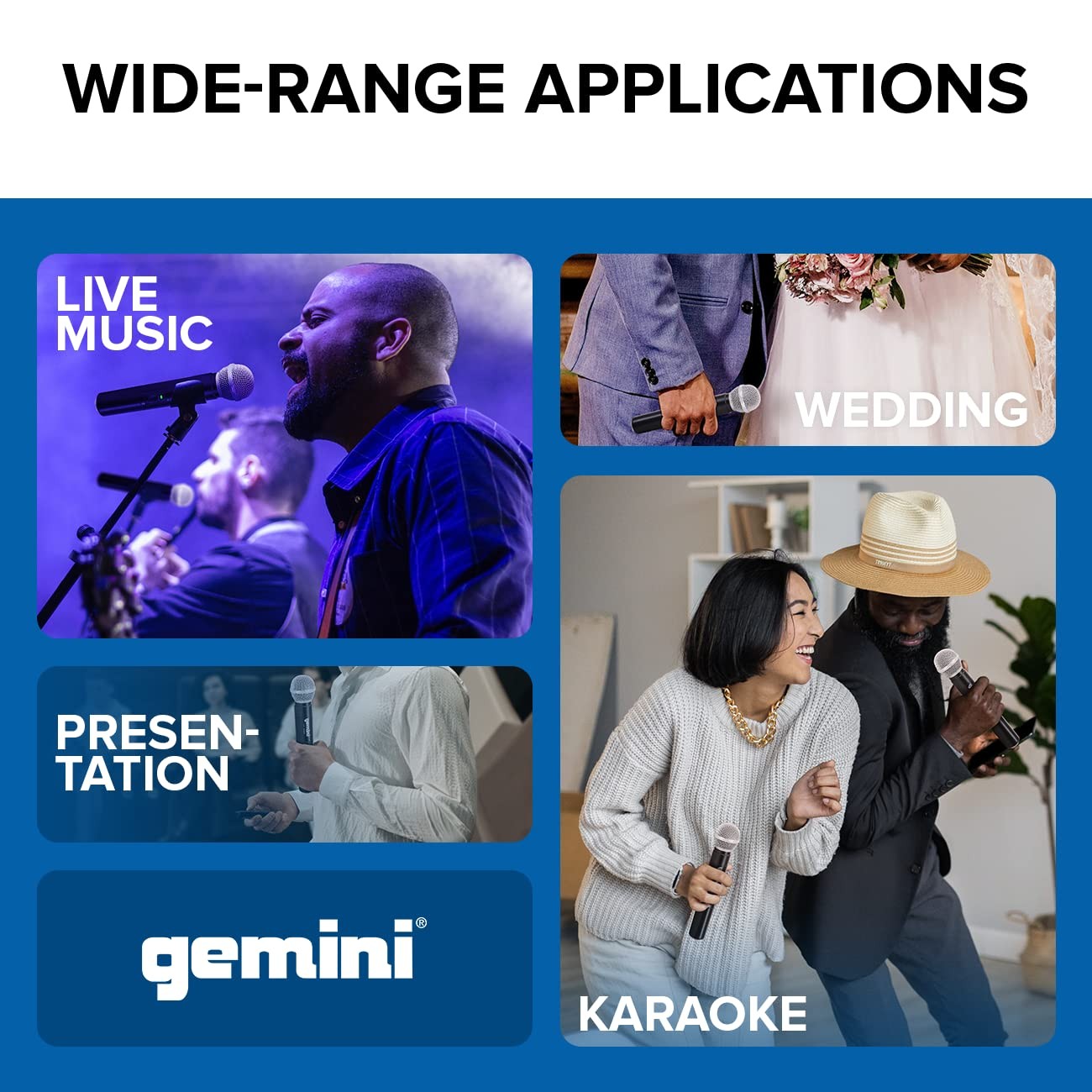 Gemini UHF Wireless Microphone Bundle – Professional Handheld & Lapel Mics, D…