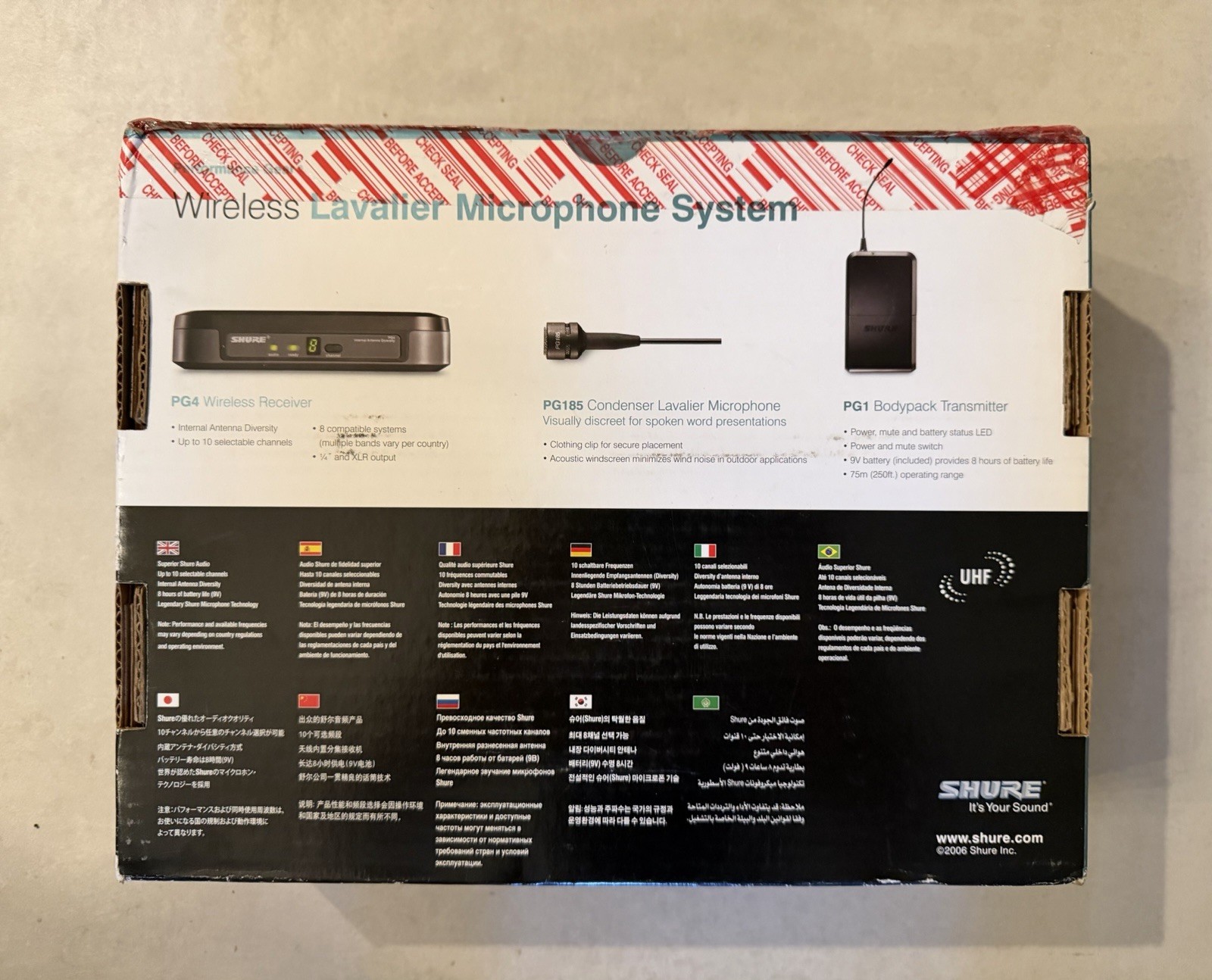 Shure PG185/PG1/PG4 Wireless Lavalier Mic System Performance Gear; New Sealed