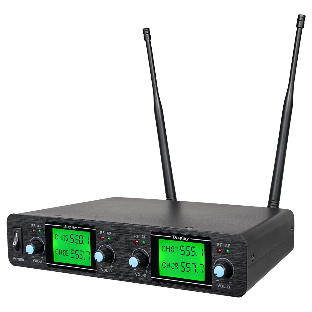 Wireless Microphone System 4 Channel Pro Audio UHF 4 Handheld Dynamic Mic Party