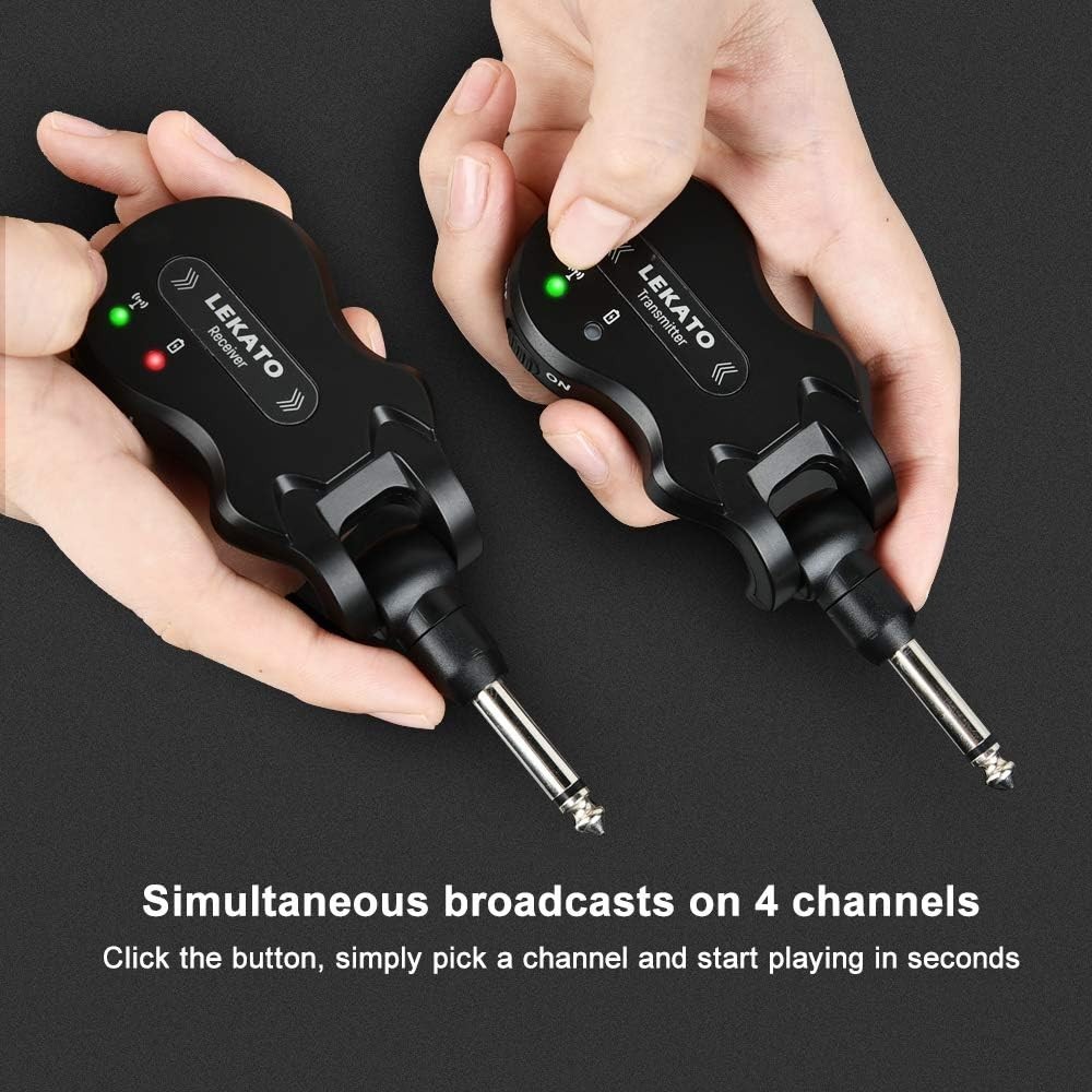 Rechargeable Wireless Guitar Transmitter & Receiver – Superior Sound, 4 Channel