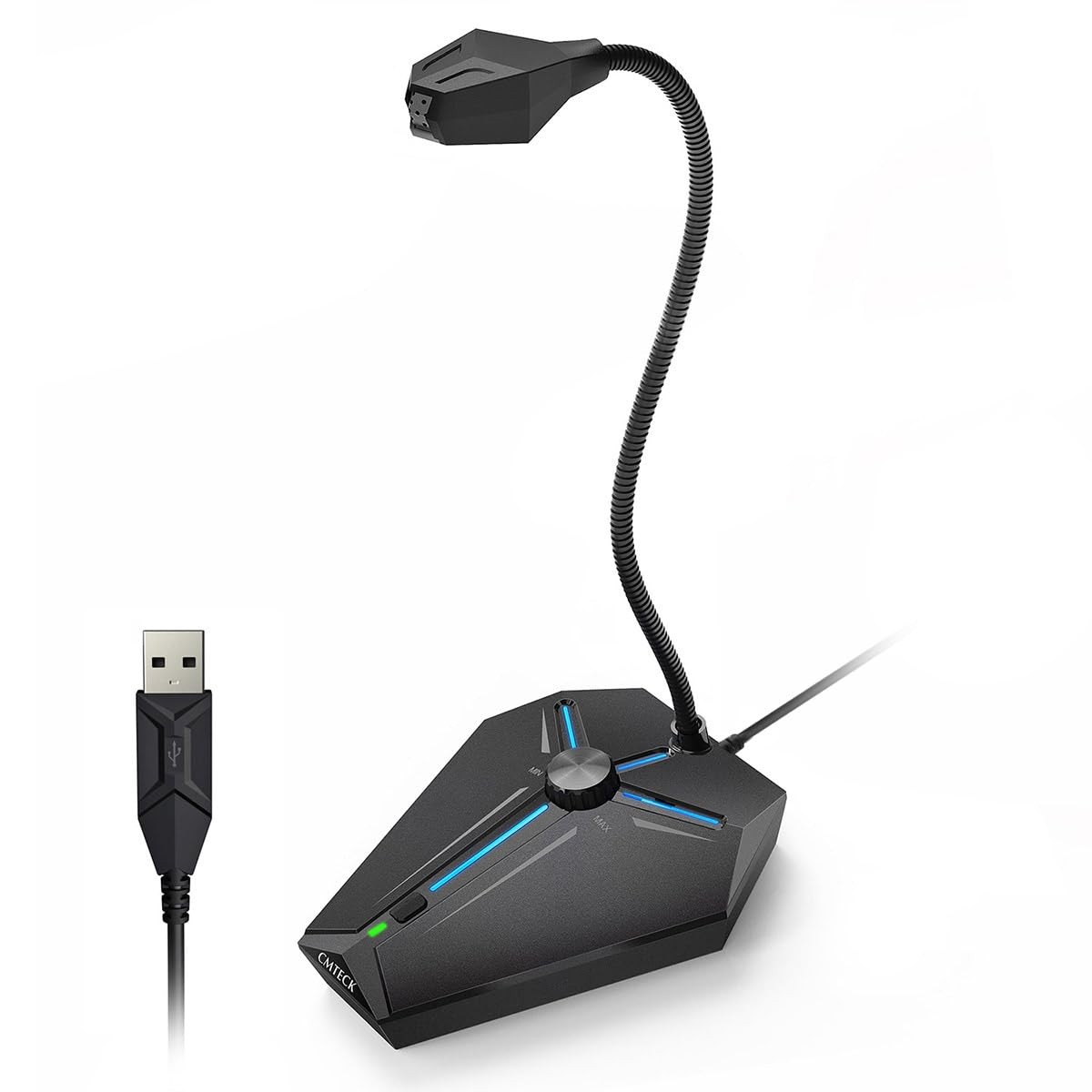 USB Desktop Microphone with Mute Button & LED for PC/Mac, Volume Control