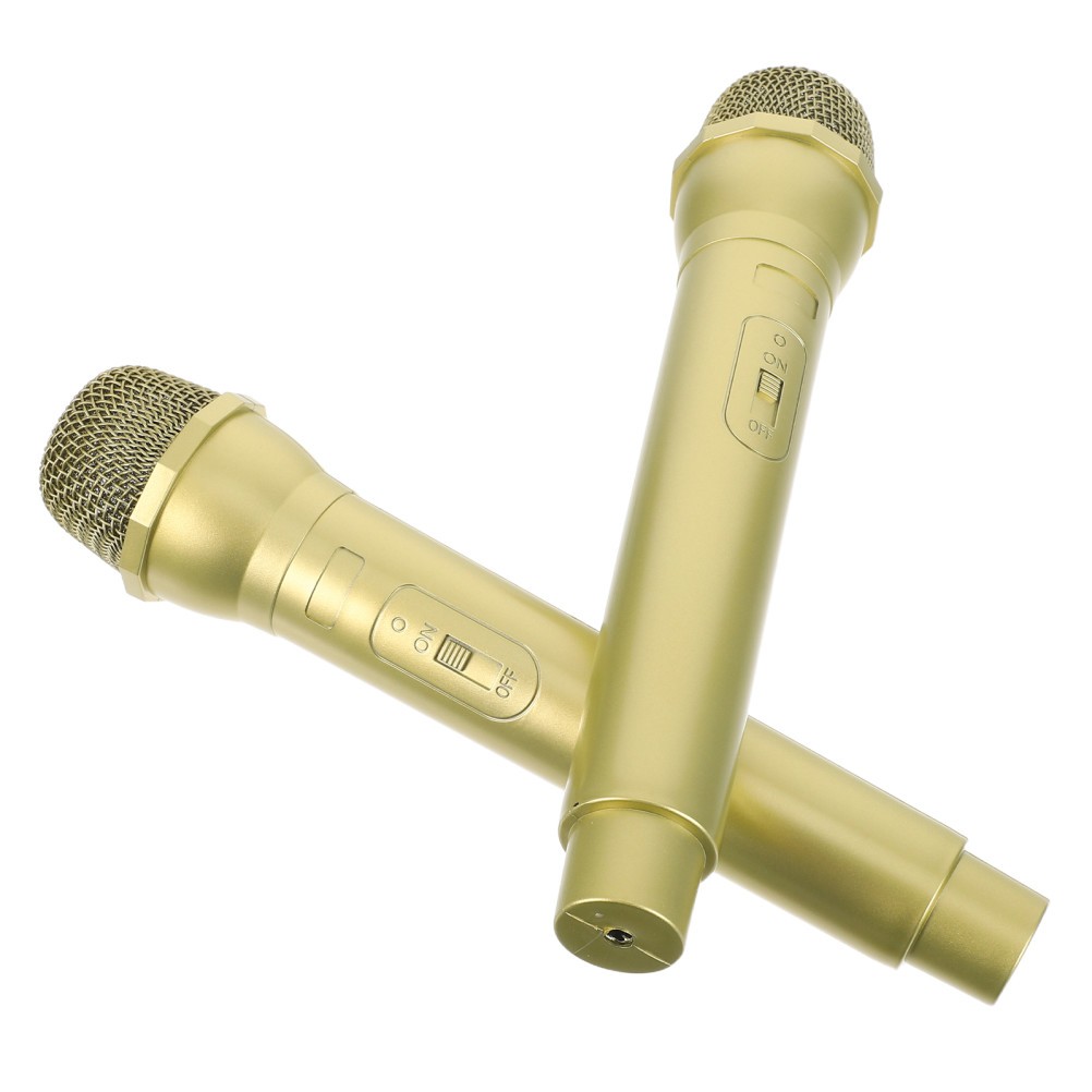 2 Pcs Pretend Microphone for Kids Fake Gold Halloween Costume Prop