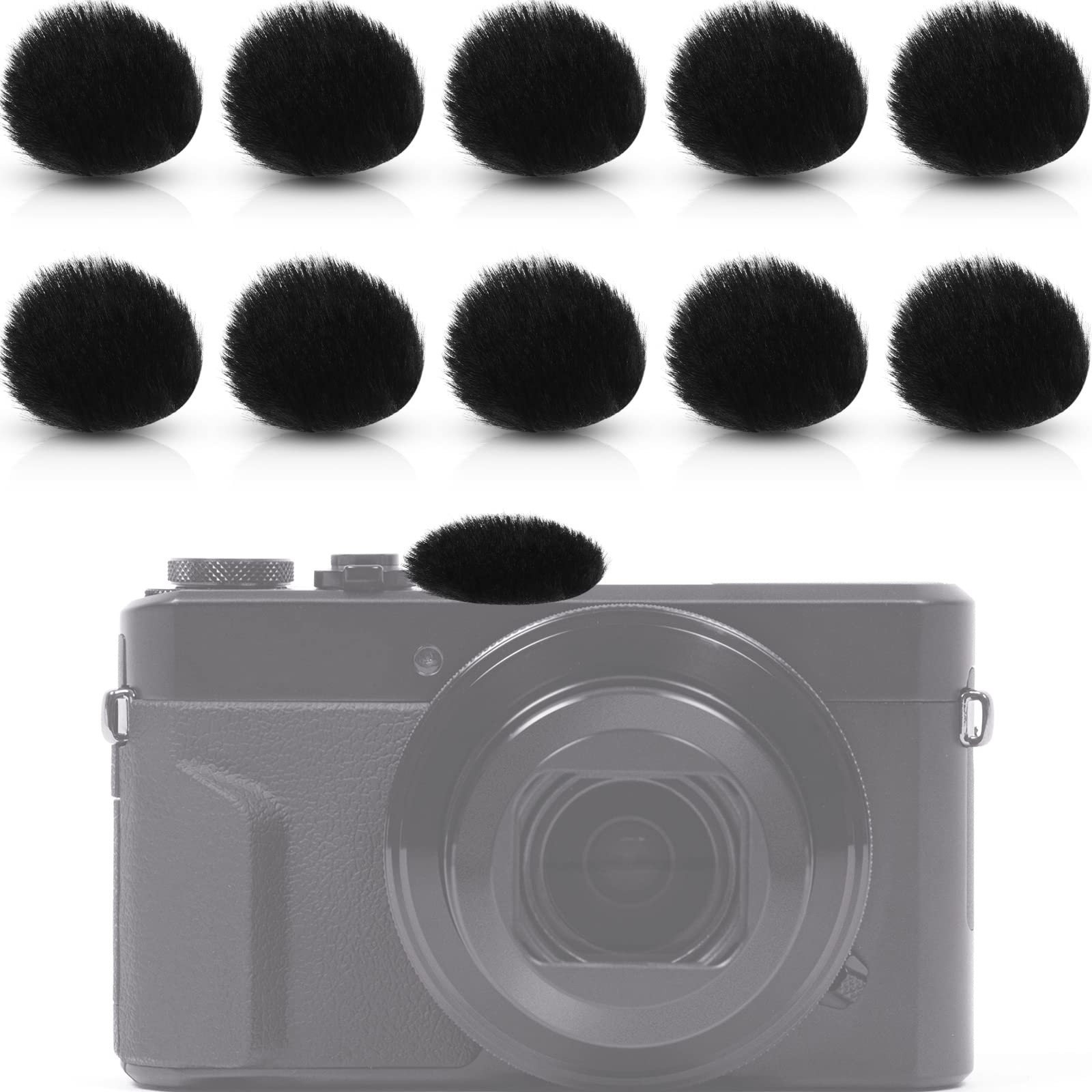 Nezyo 10 Pieces Camera Mic Windscreen 2.5 x 1.5 cm / 0.98 x 0.59 inch, Black