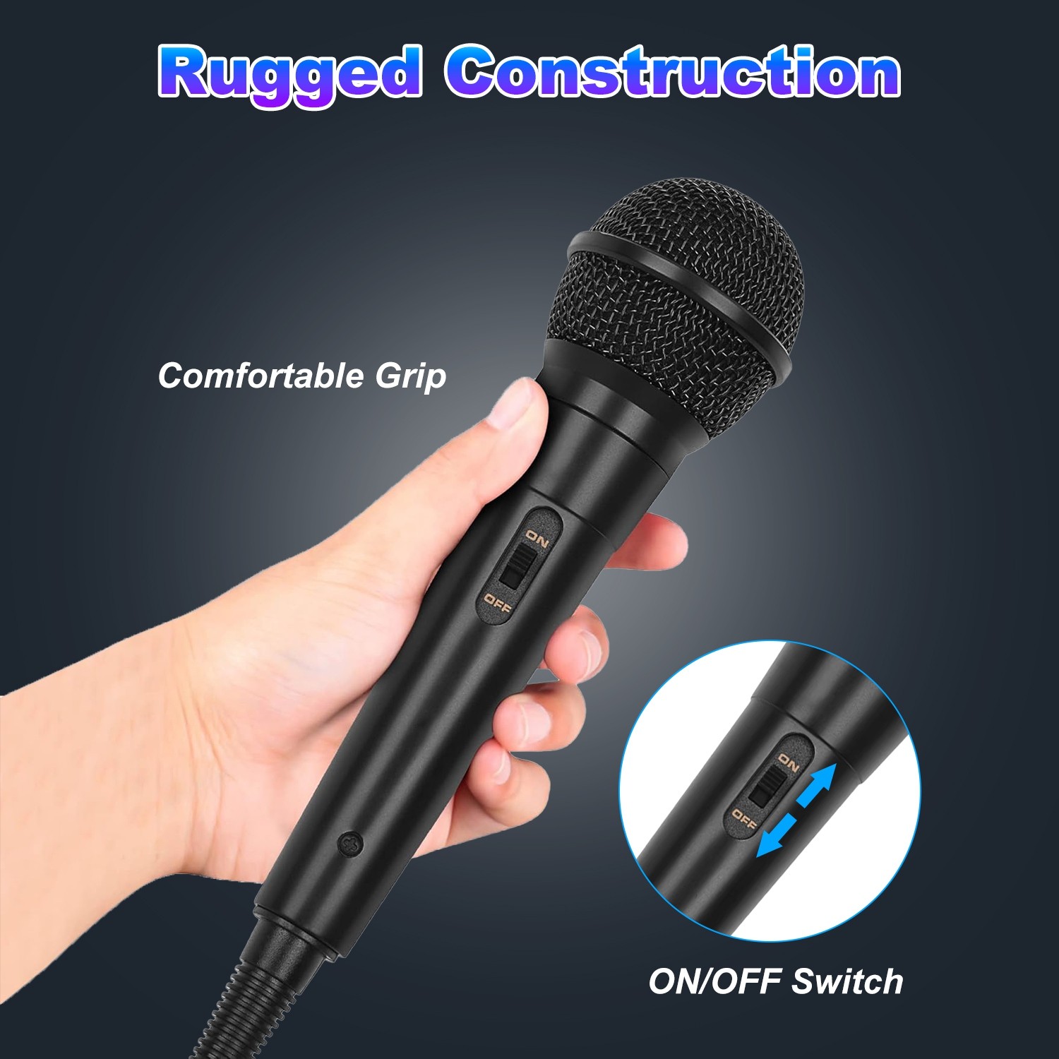 Handheld Wired Microphone Dynamic Mic with On/Off Switch for Speaker Karaoke