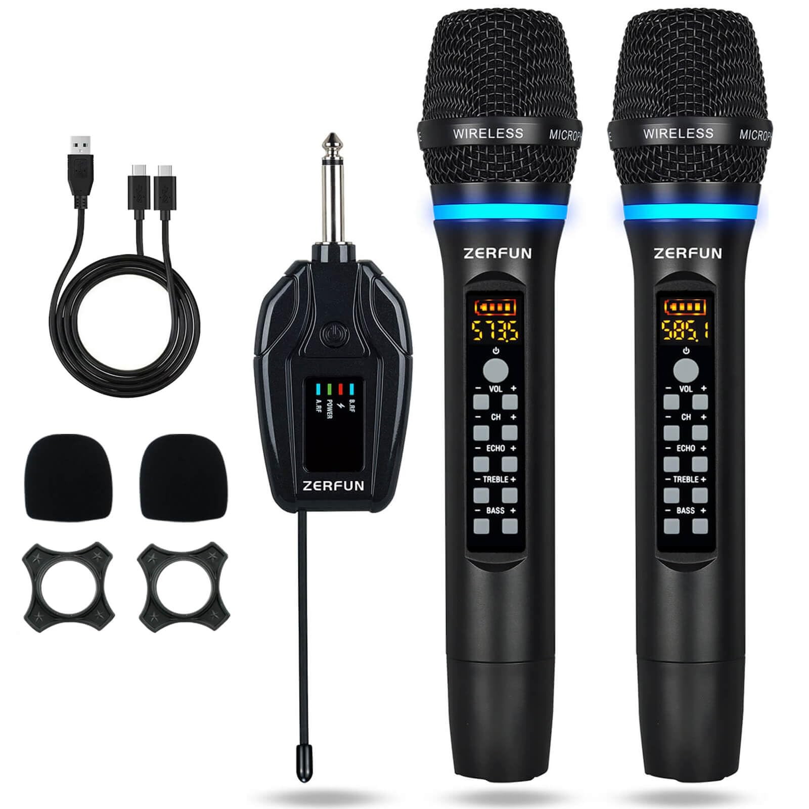 Dual Wireless Microphones Rechargeable, UHF Metal Wireless Mic System Cordles…