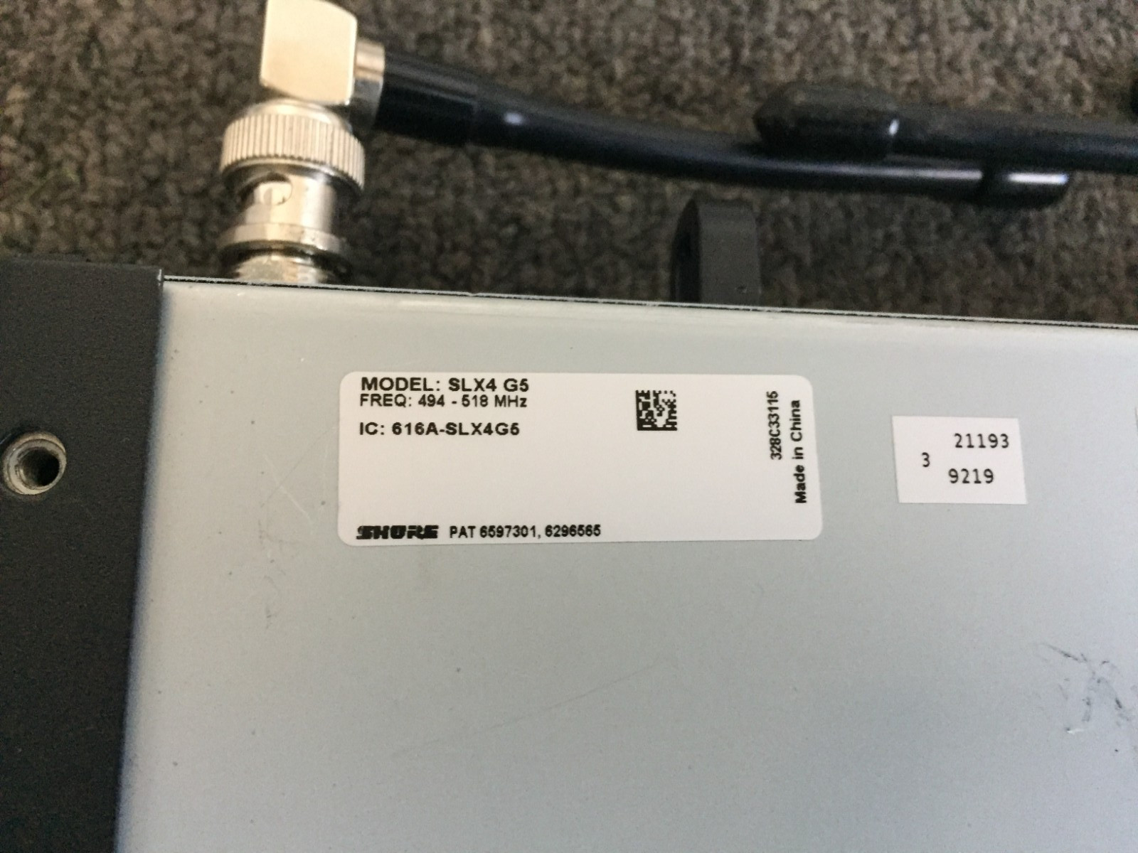 Lot of 2 Shure SLX4 G4 Wireless Microphone Receiver 494-518 MHz