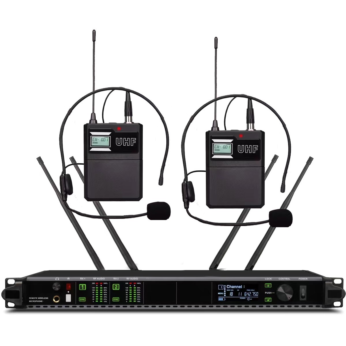 2 Headset Wireless Microphone System AD4D HeadMic DJ Karaoke Stage Sing BodyPack