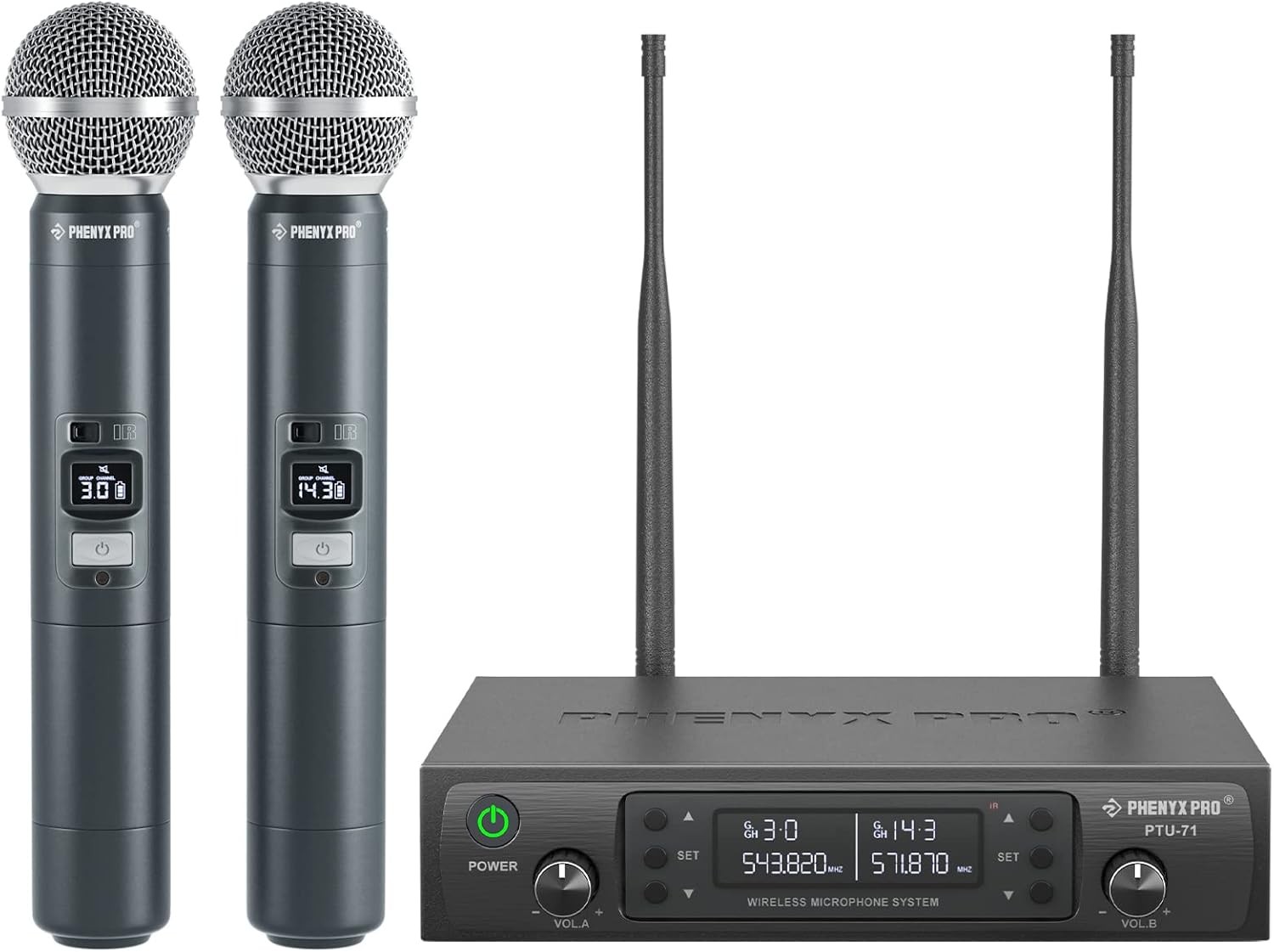 UHF Dual Wireless Microphone System 328ft for Karaoke