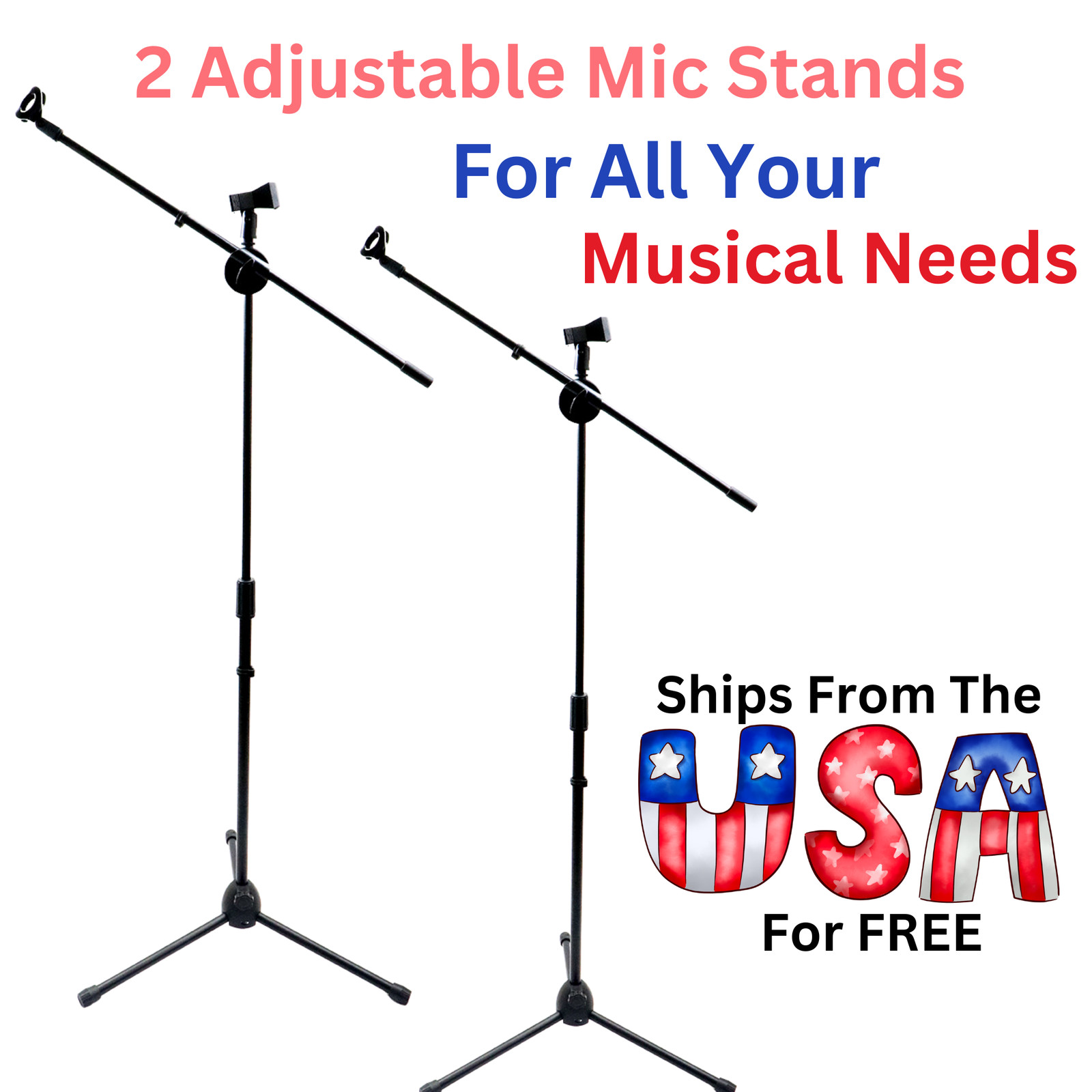 2 pcs Tripod Microphone Stand With Boom STAND-02 SHIPS FREE