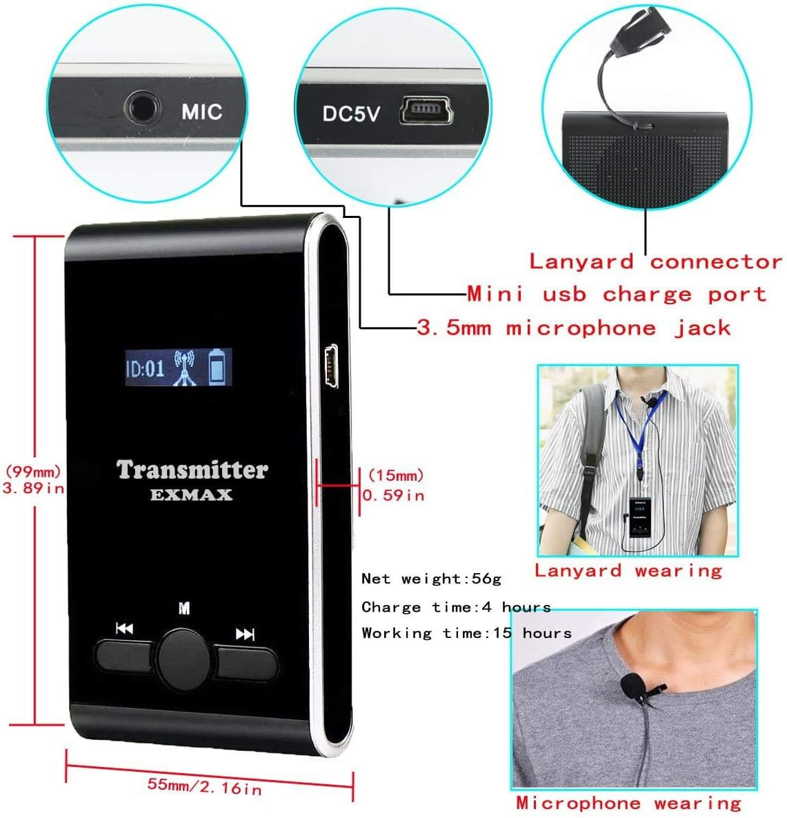 ATG-100T Wireless Tour Guide System with 1 Transmitter & 10 Receivers