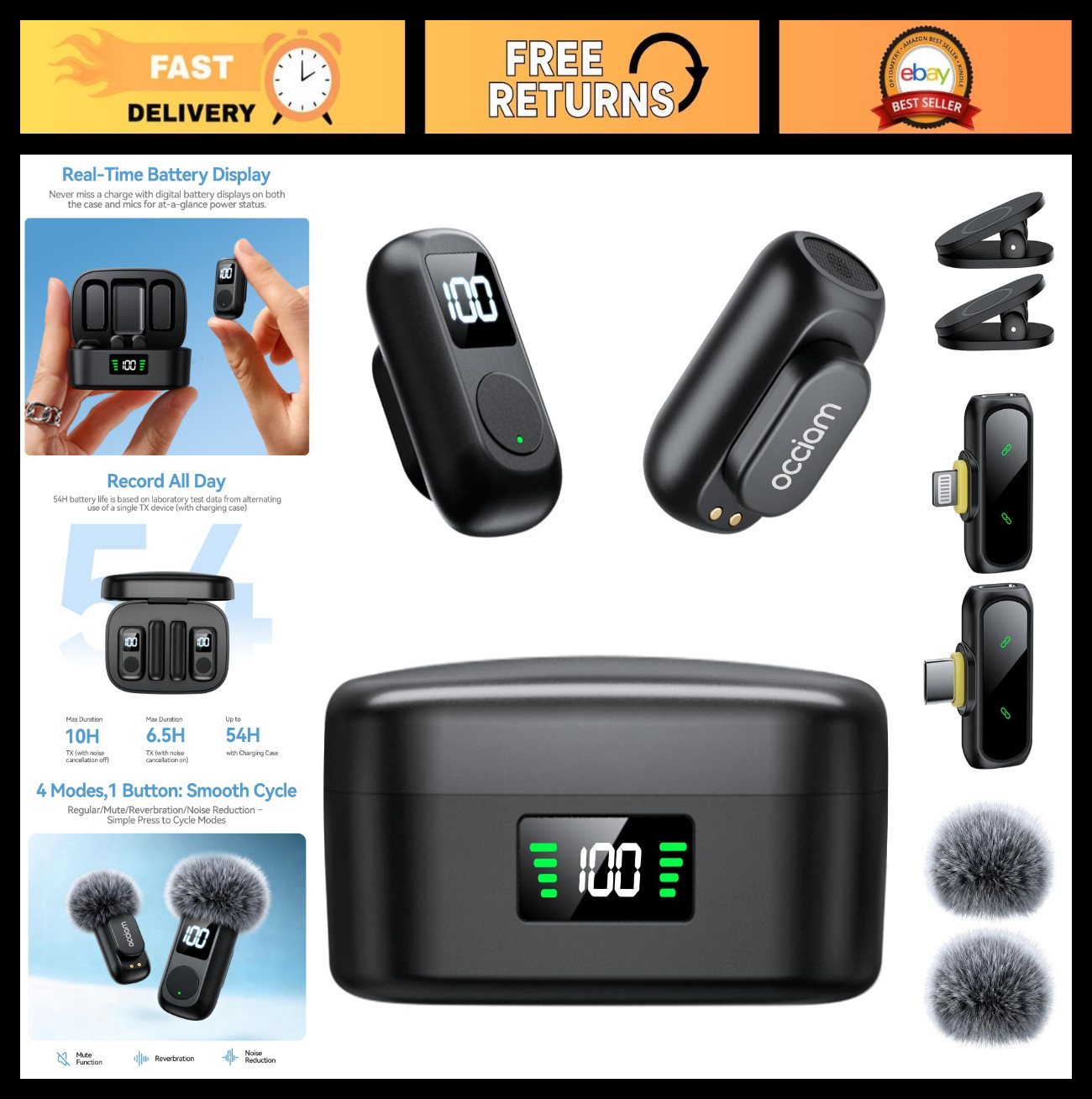 Wireless Mini Lavalier Microphone for iPhone & Android | Noise Reduction Lapel M