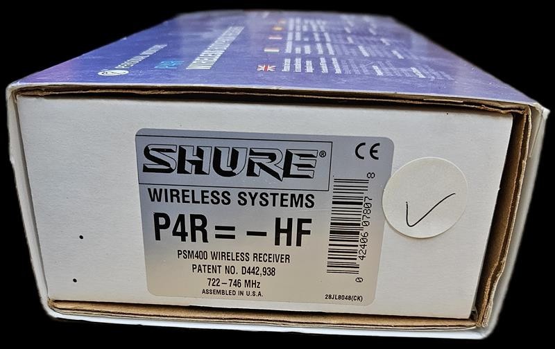 SHURE P4R-HF Wireless Receiver ,Freq 722-746 Mhz
