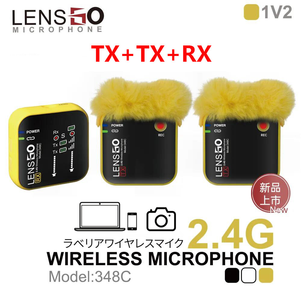 NEW LENSGO 348C 2.4Ghz Wireless Lavalier Microphone 2 Transmitter and 1 Receiver